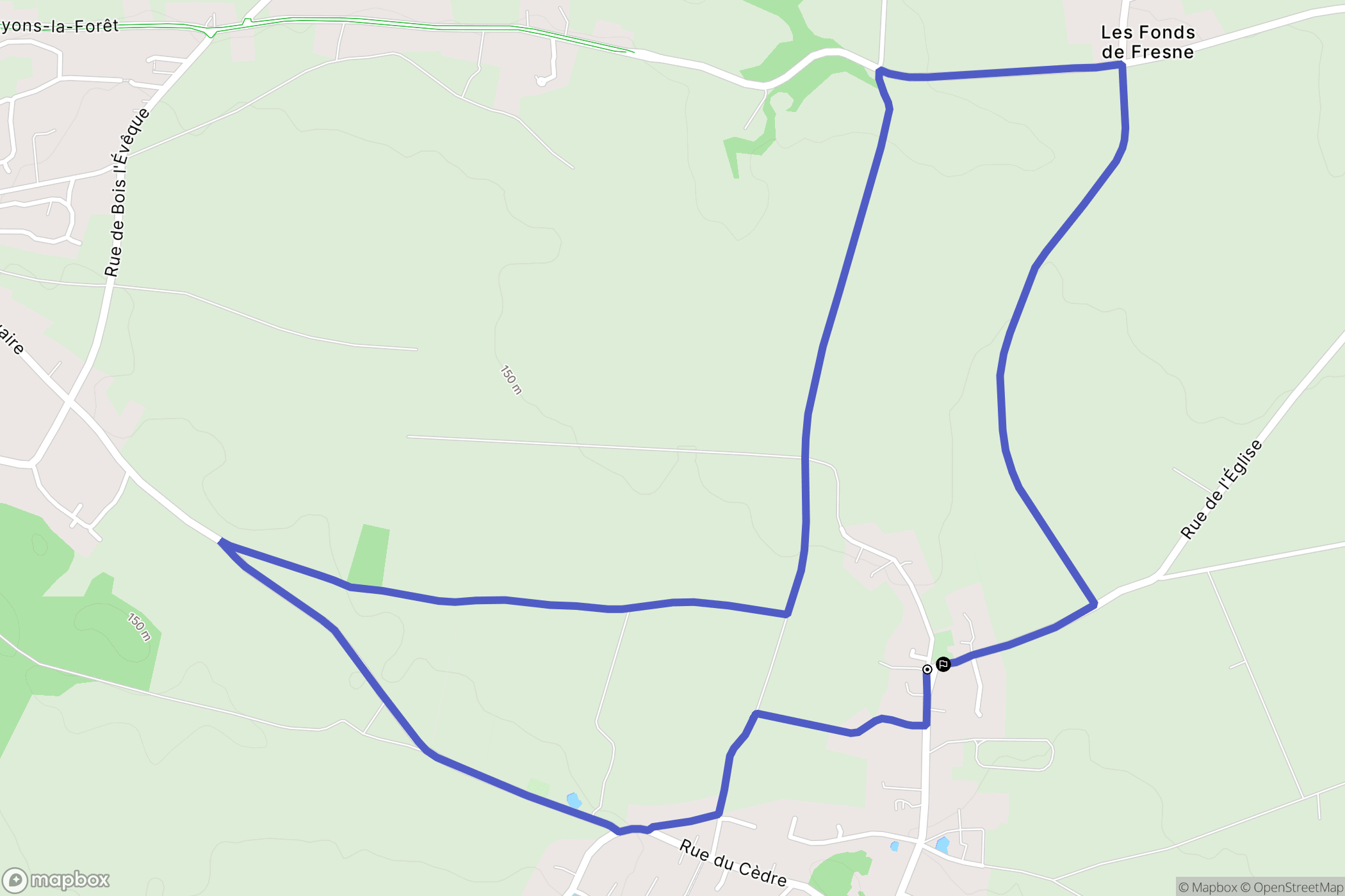 Mesnil-Raoul : carte du parcours de randonnée - France