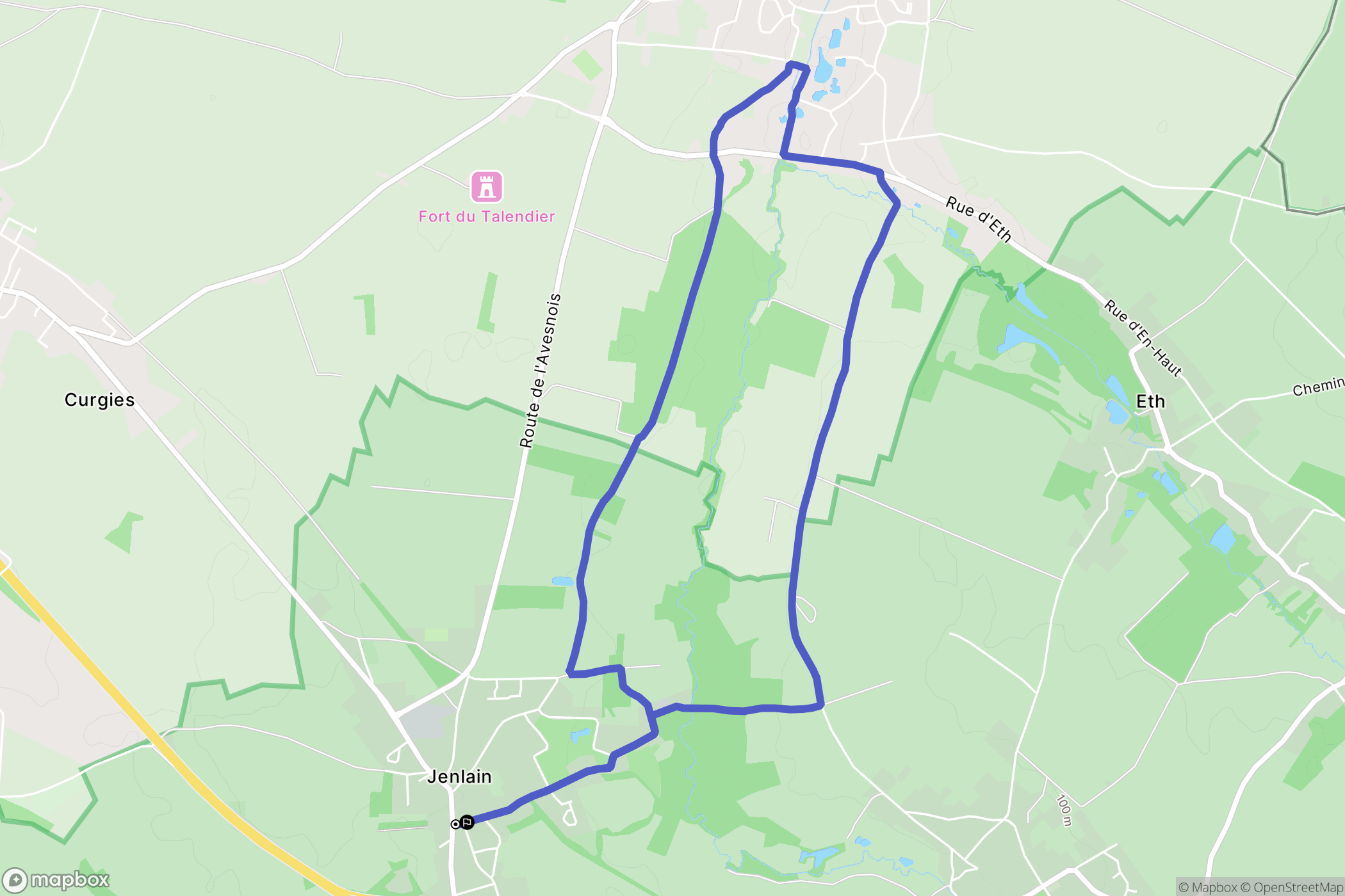 Jenlain : carte du parcours de randonnée - France