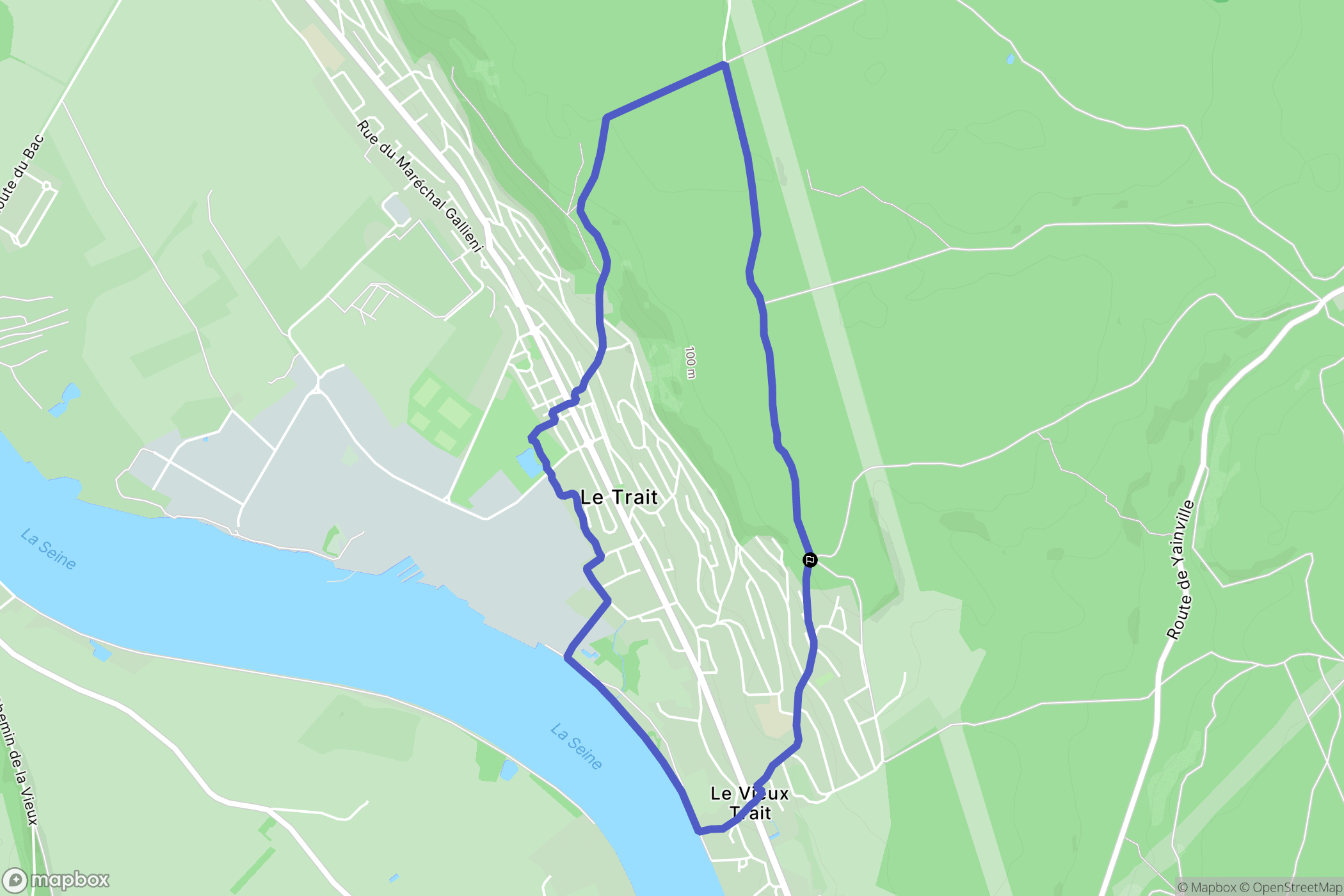 Le Trait : carte du parcours de randonnée - France