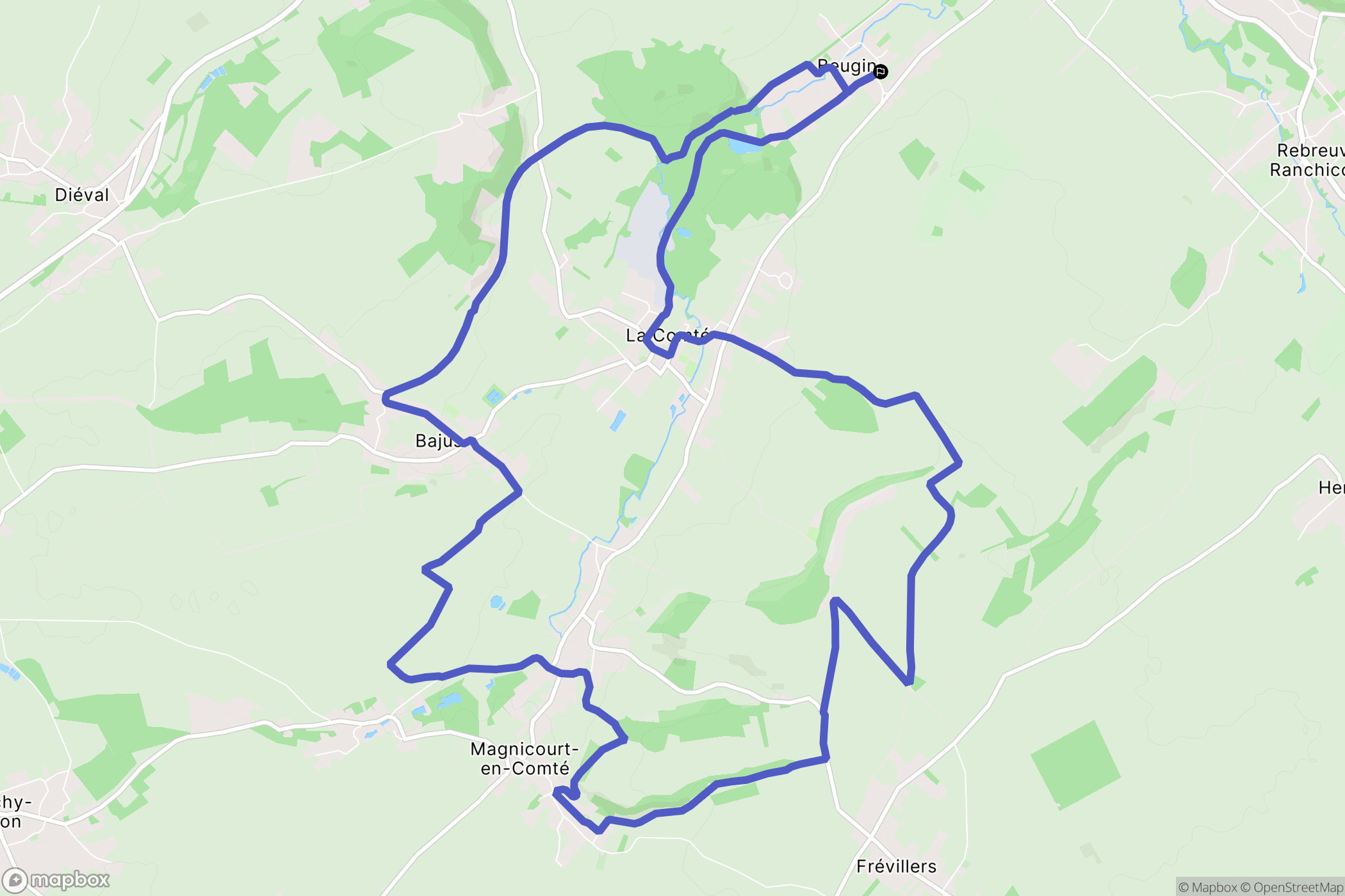 Beugin : carte du parcours de randonnée - France