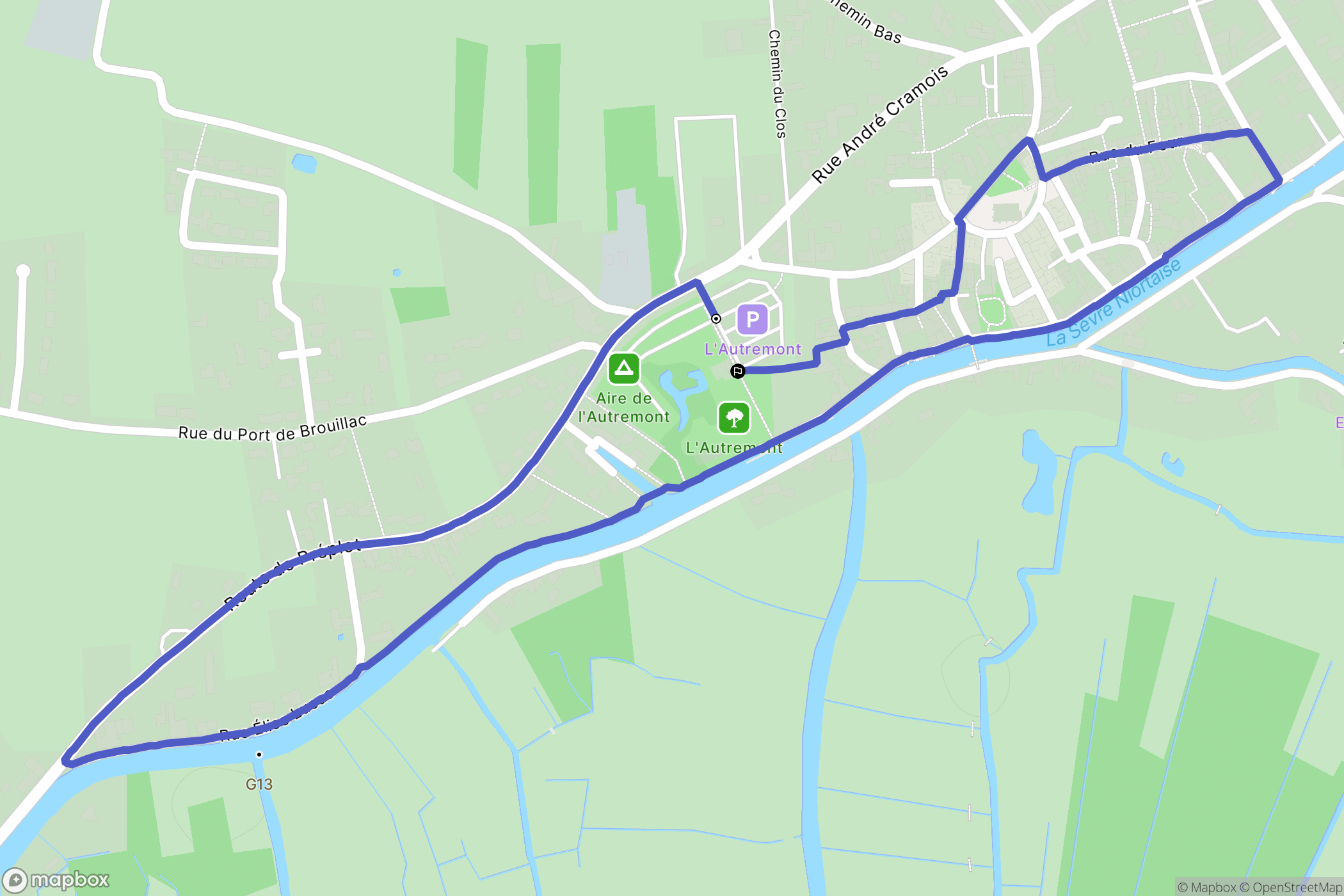 Coulon : carte du parcours de randonnée - France