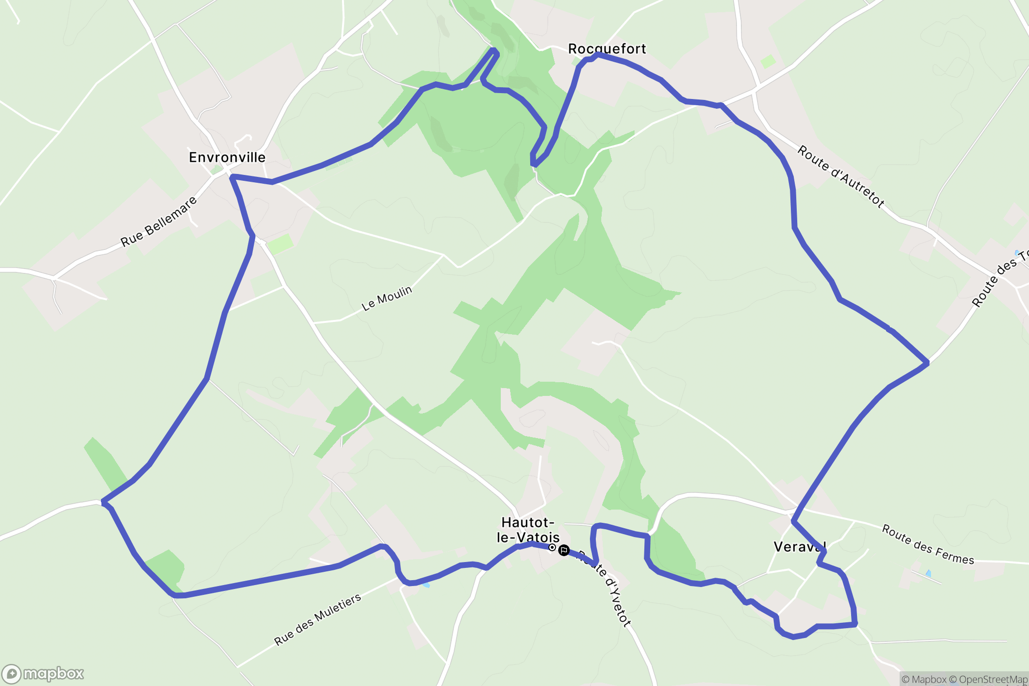 Hautot-le-Vatois : carte du parcours de randonnée - France