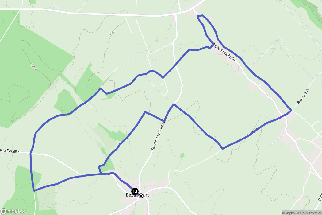 Bézancourt : carte du parcours de randonnée - France