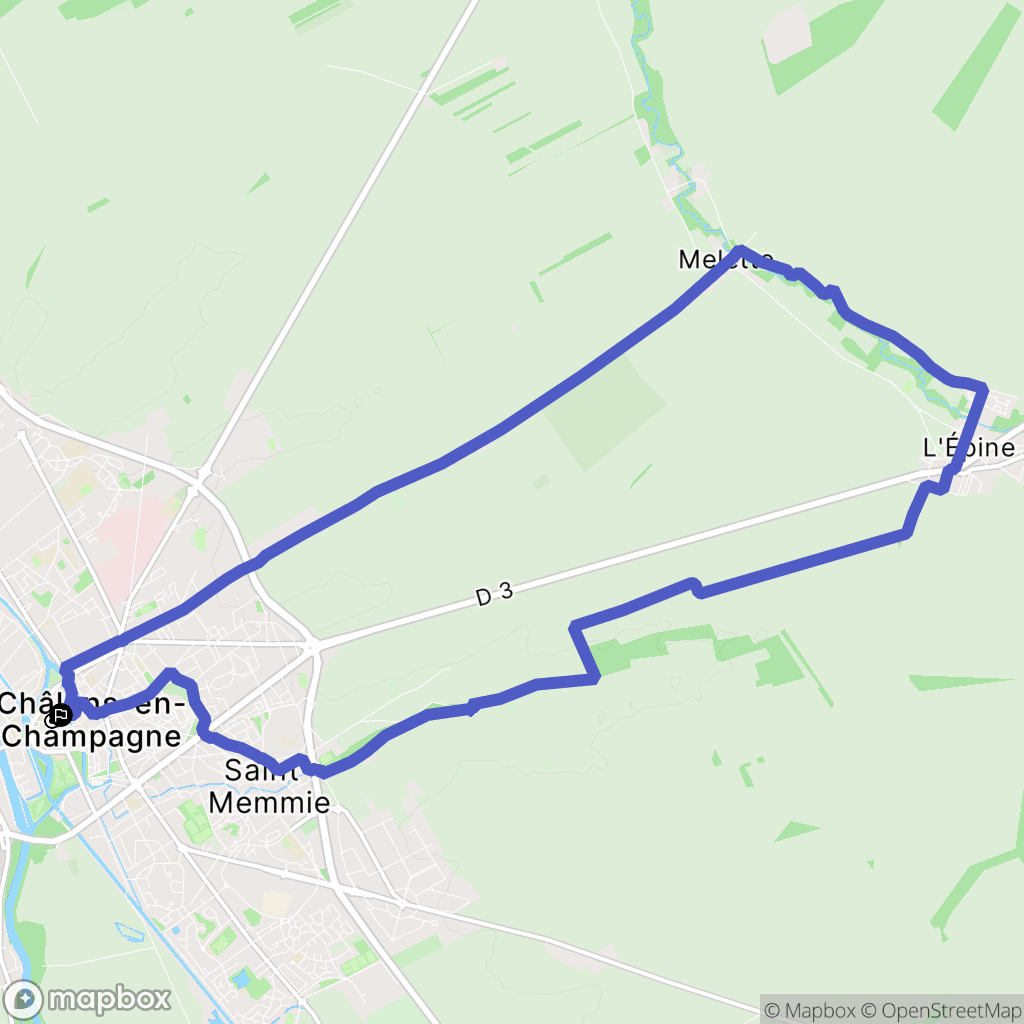 Châlons-en-Champagne : carte du parcours de randonnée - France