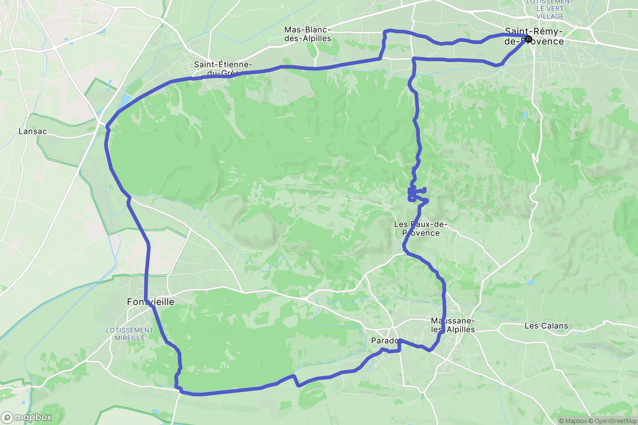 Saint-Rémy-de-Provence : carte du parcours de randonnée - France