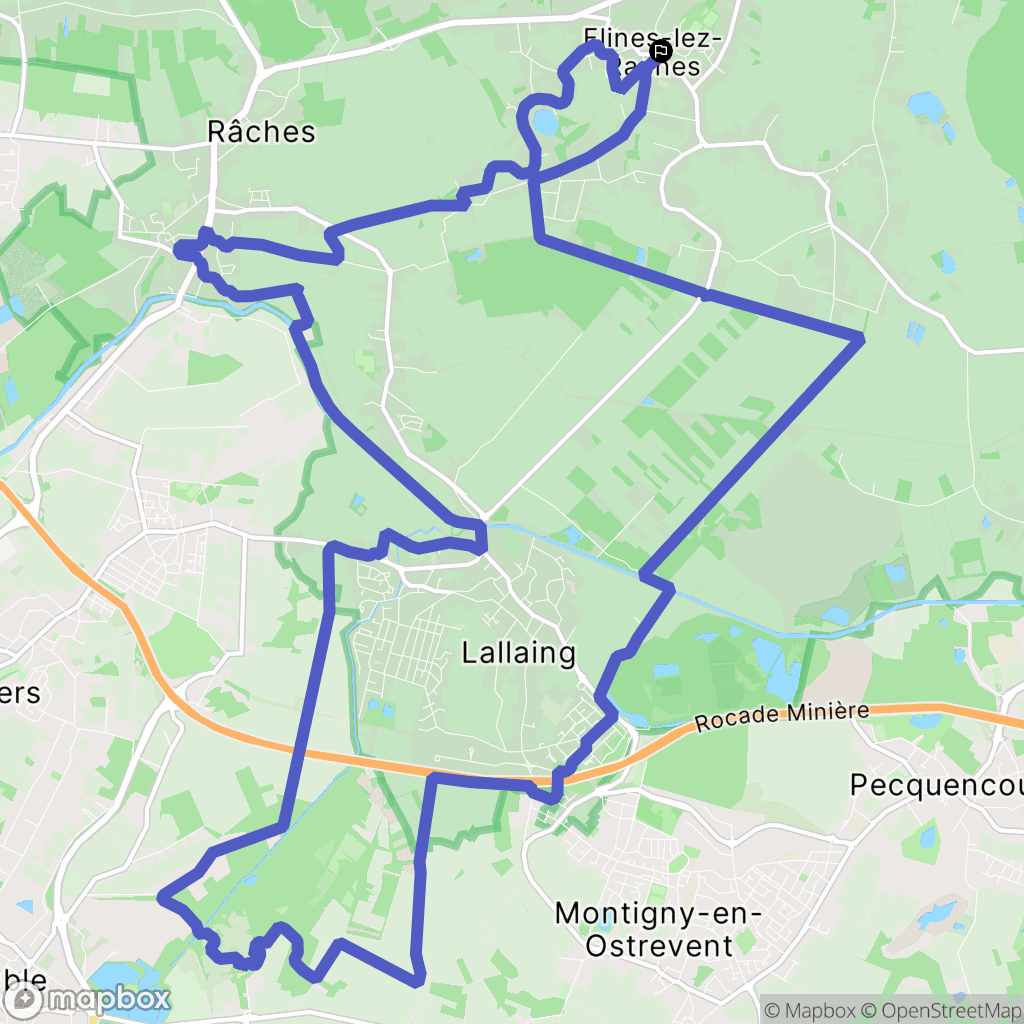 Flines-lez-Raches : carte du parcours de randonnée - France