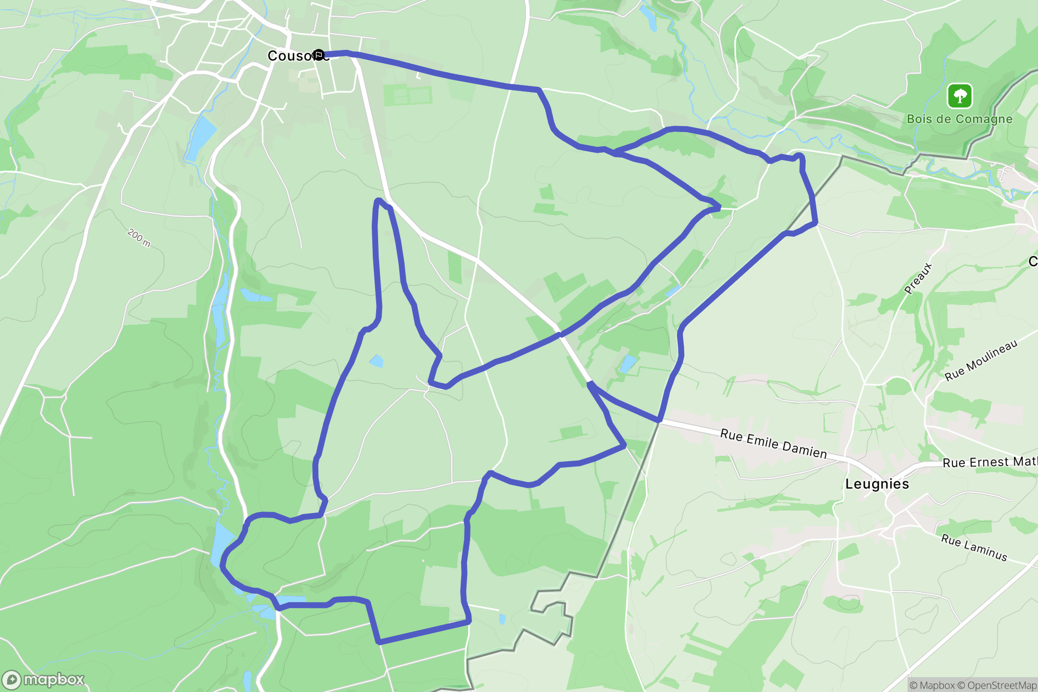 Cousolre : carte du parcours de randonnée - France