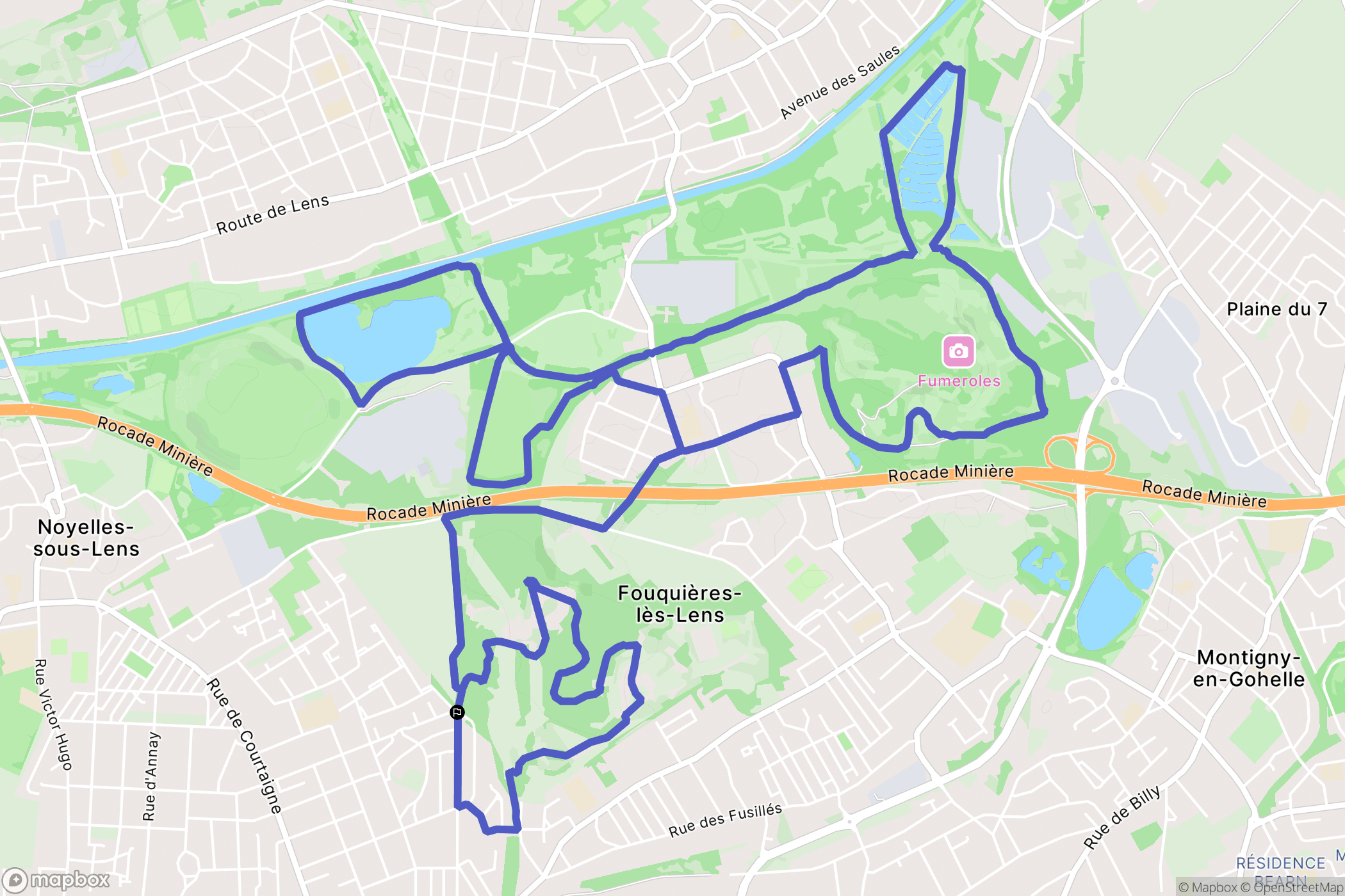 Fouquières-lès-Lens : carte du parcours de randonnée - France