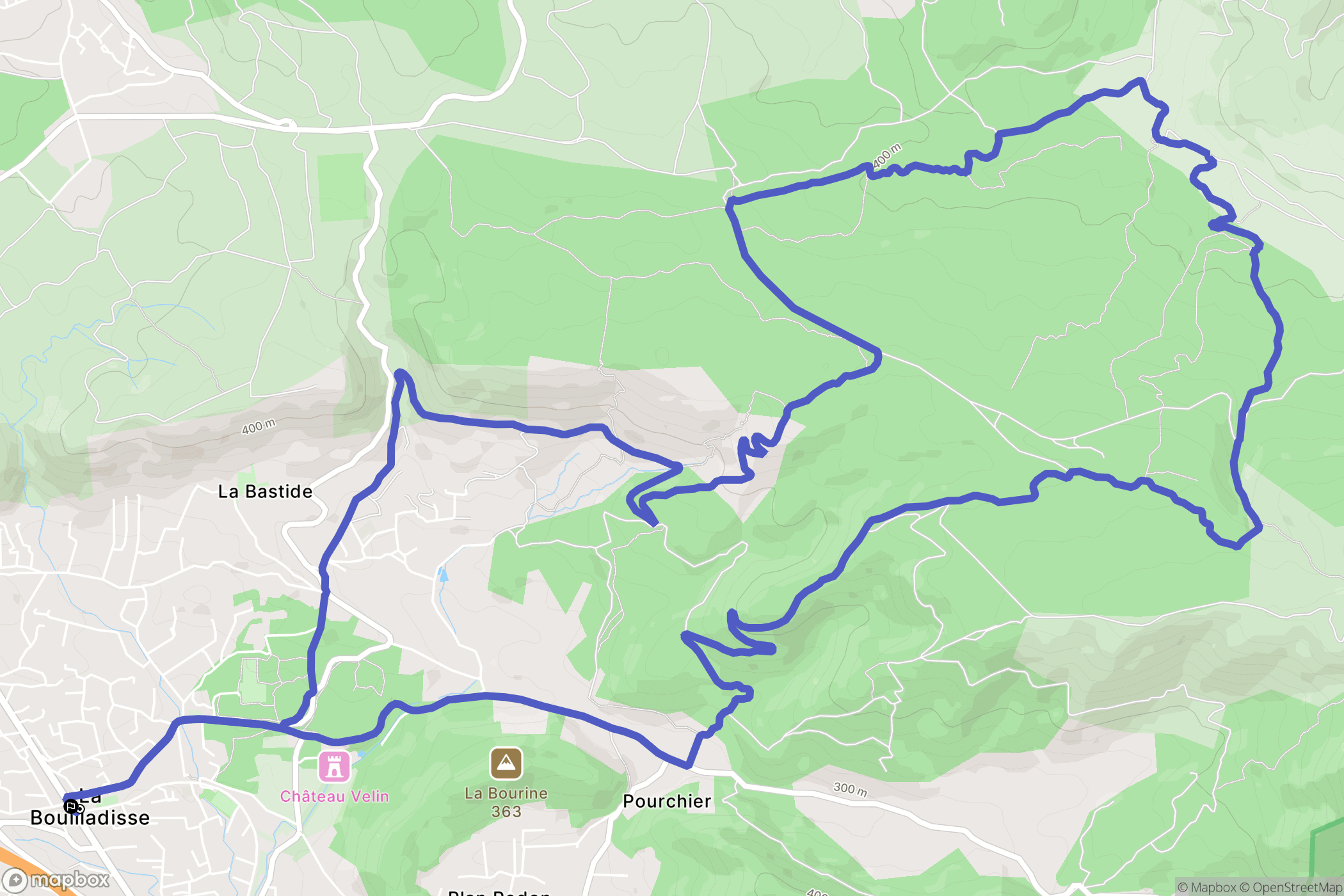 La Bouilladisse : carte du parcours de randonnée - France