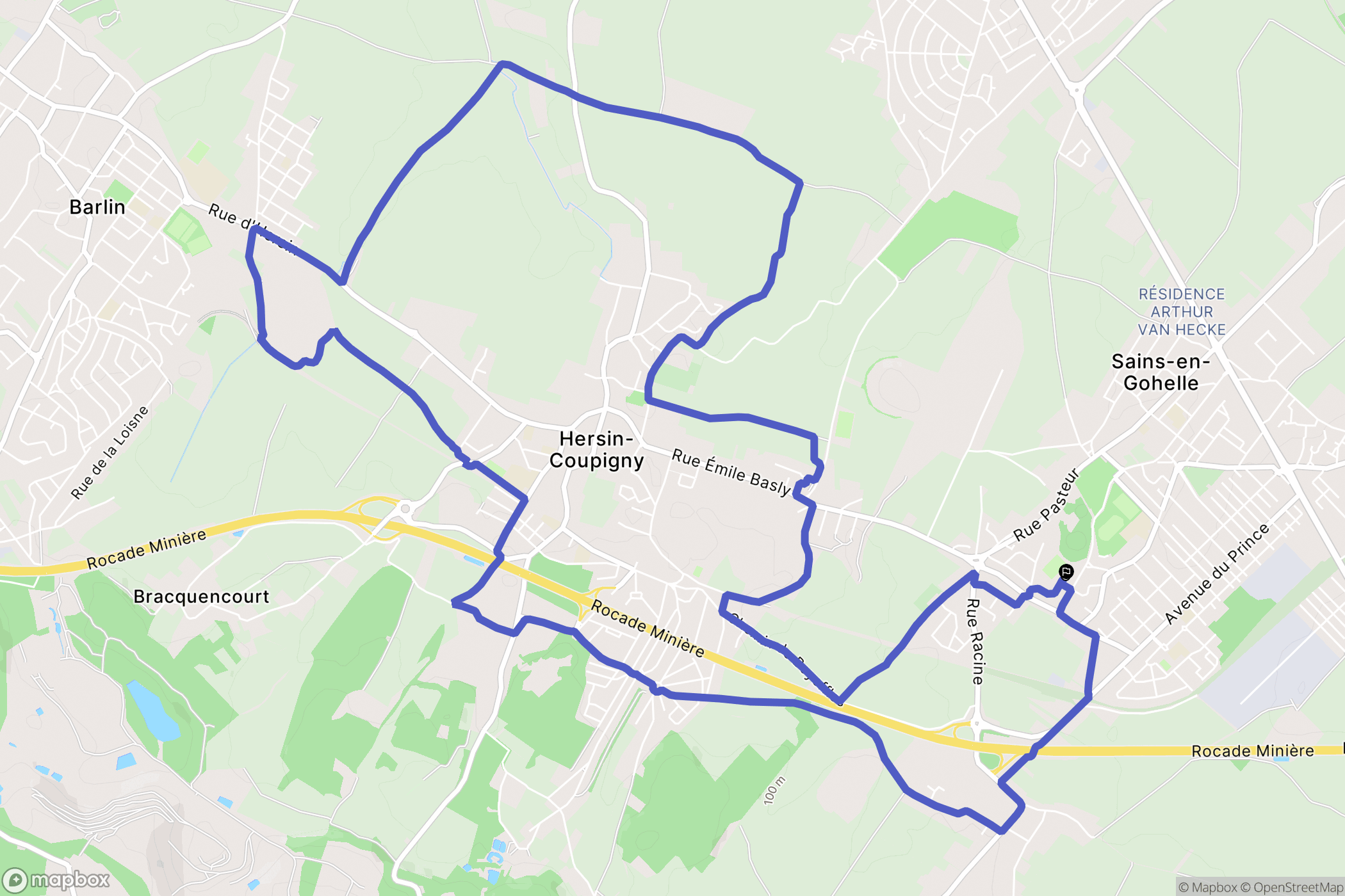 Sains-en-Gohelle : carte du parcours de randonnée - France