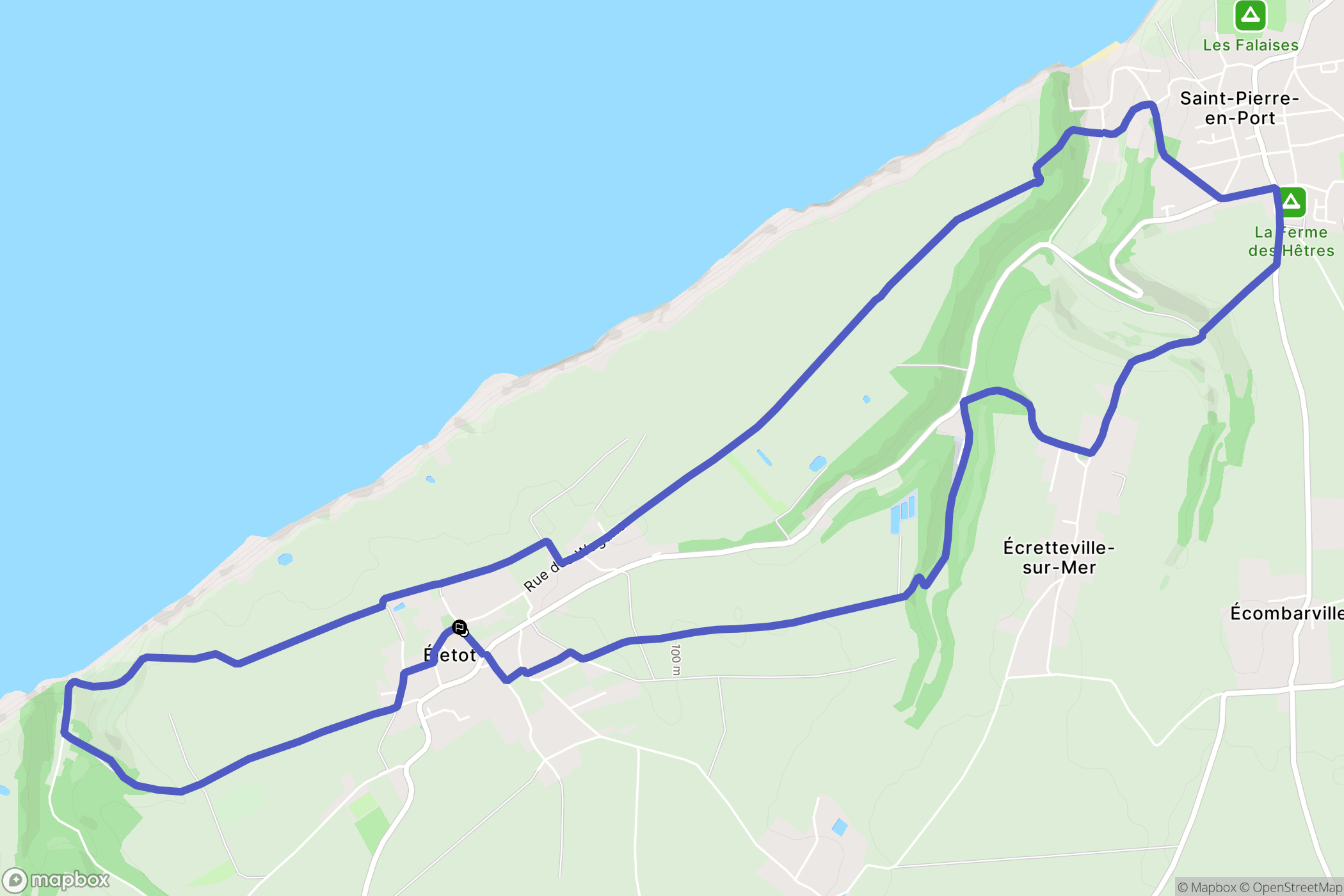 Eletot : carte du parcours de randonnée - France