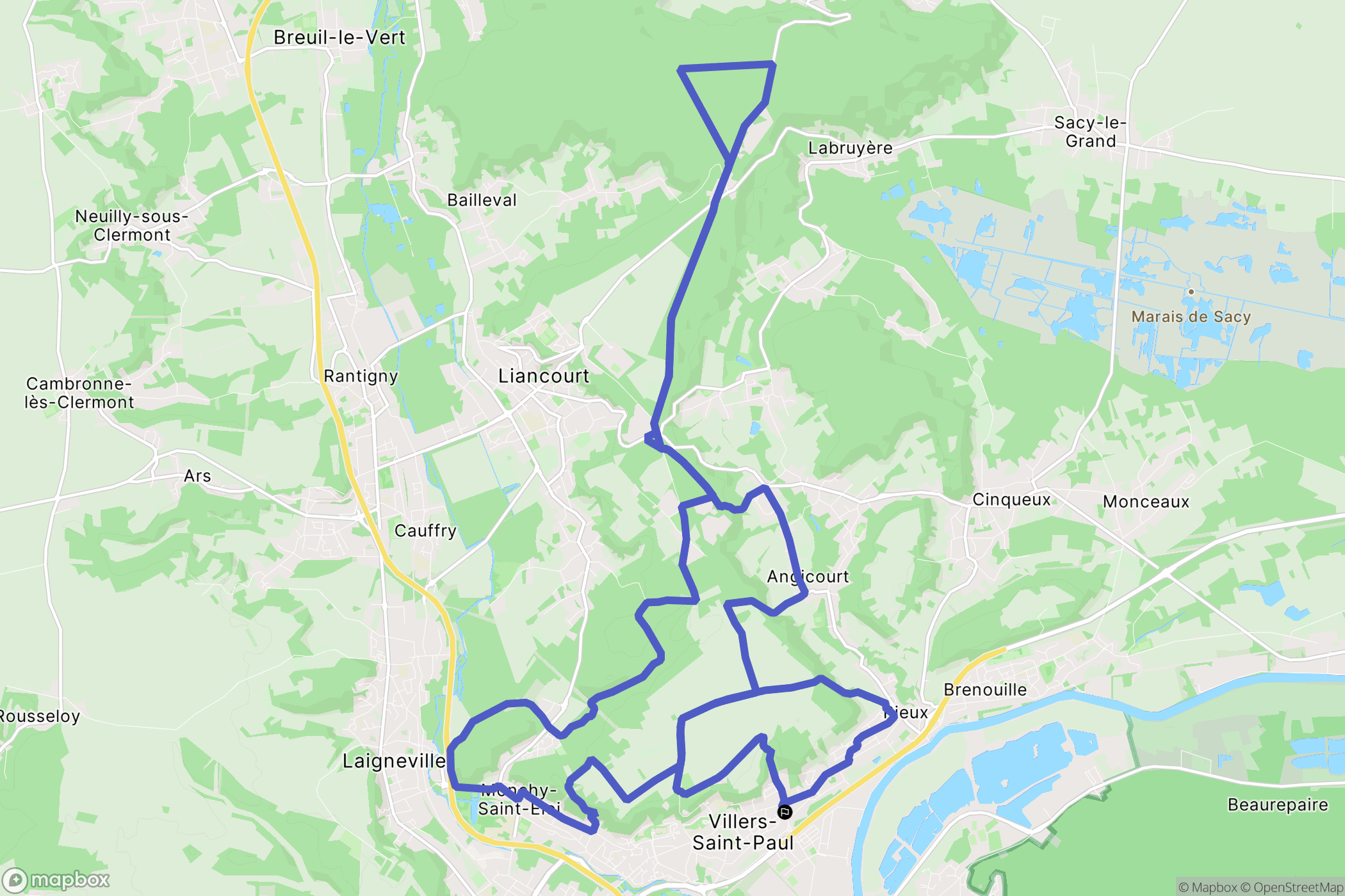 Villers-Saint-Paul : carte du parcours de randonnée - France