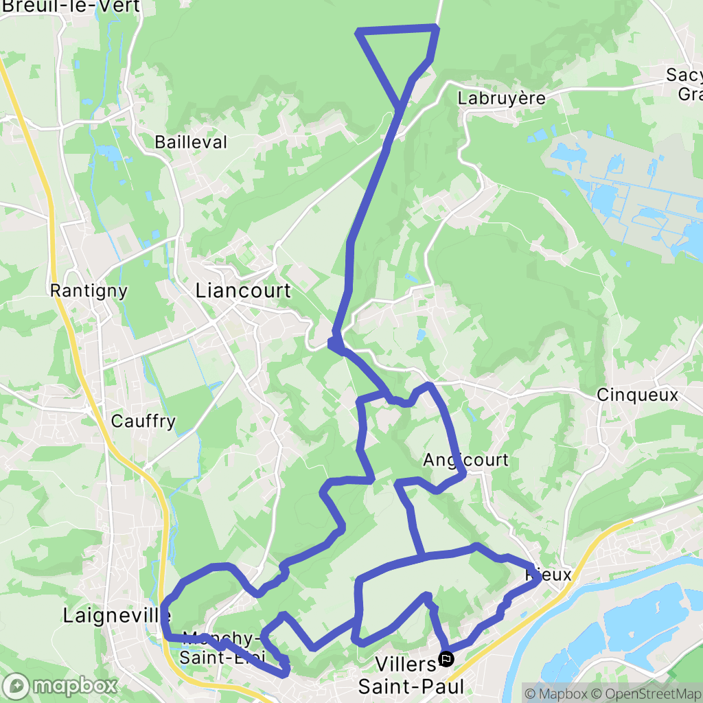 Villers-Saint-Paul : carte du parcours de randonnée - France