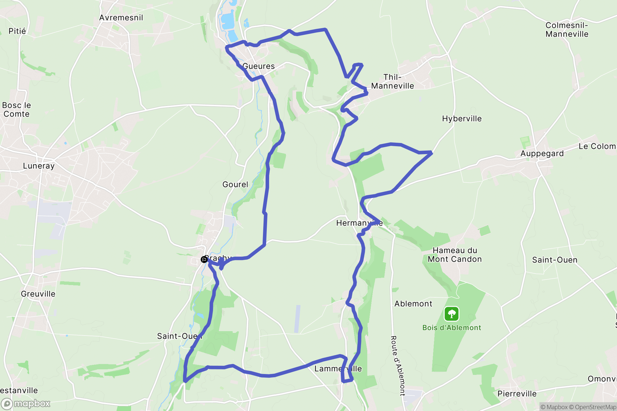 Brachy : carte du parcours de randonnée - France