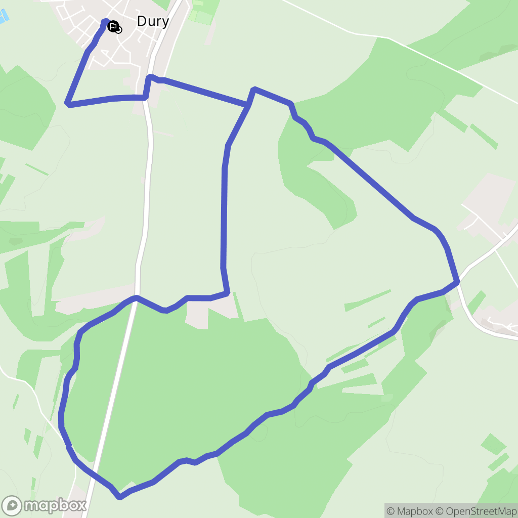 Dury : carte du parcours de randonnée - France