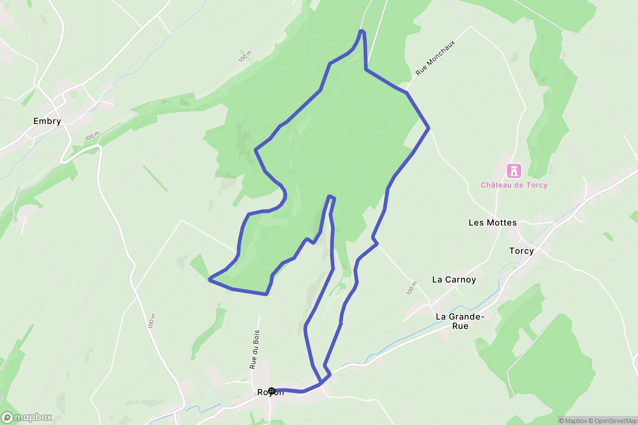 Royon : carte du parcours de randonnée - France