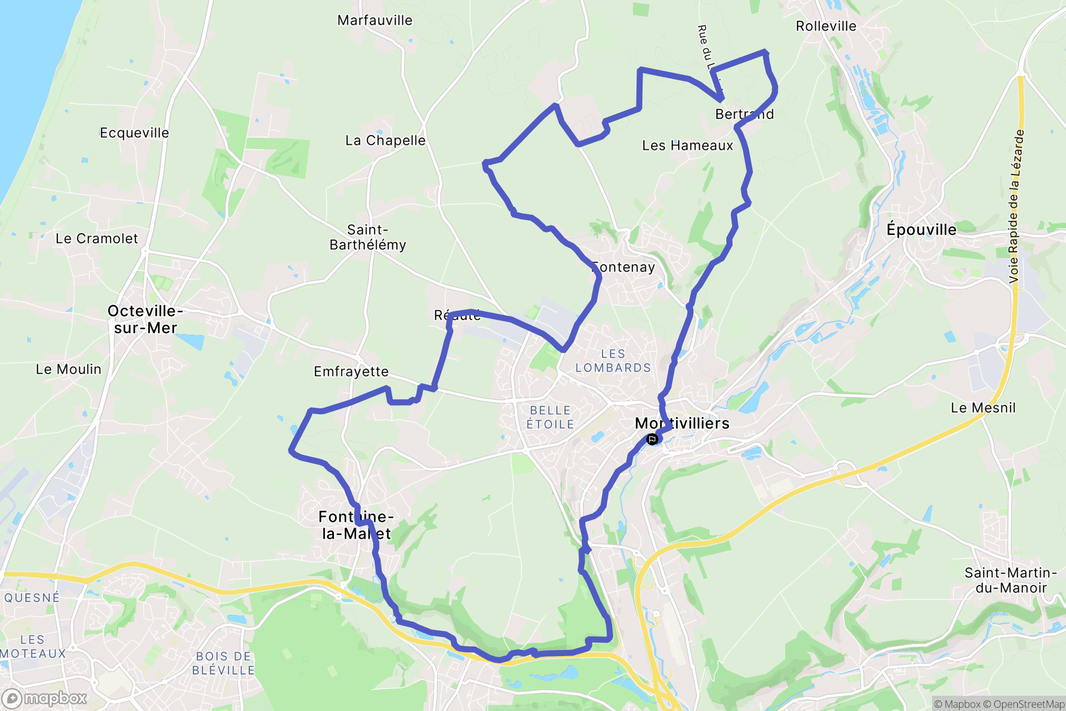Montivilliers : carte du parcours de randonnée - France