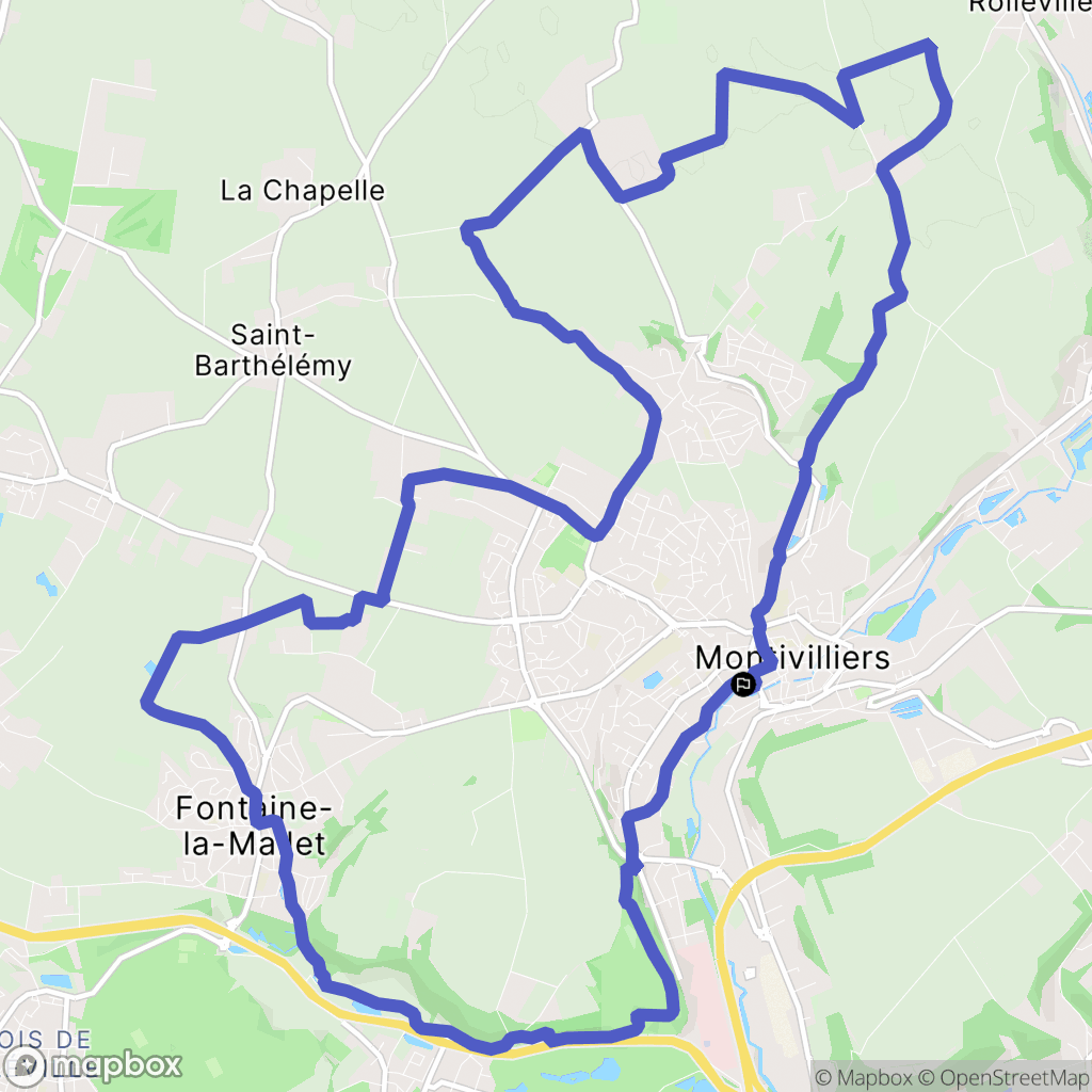 Montivilliers : carte du parcours de randonnée - France