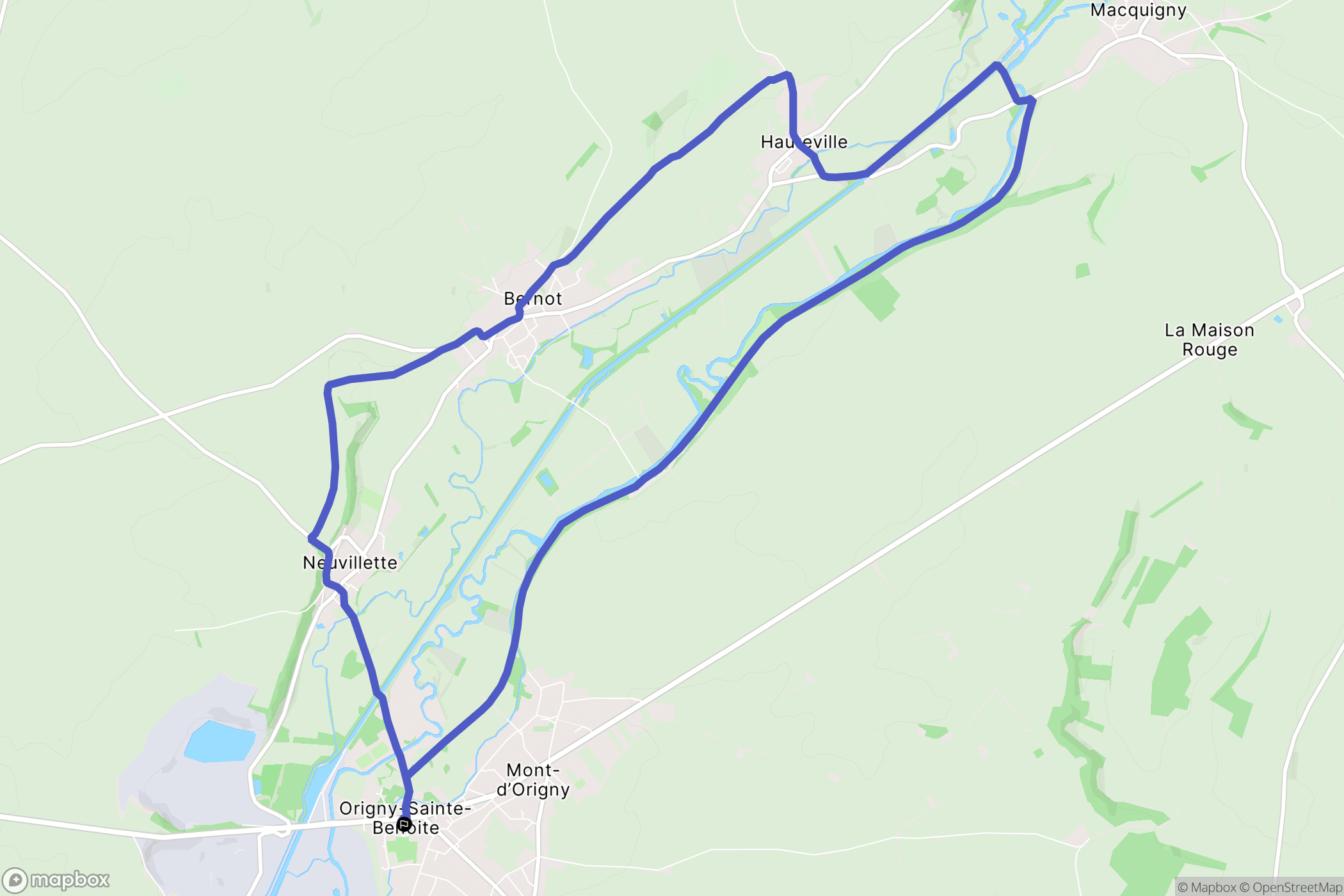 Origny-Sainte-Benoite : carte du parcours de randonnée - France