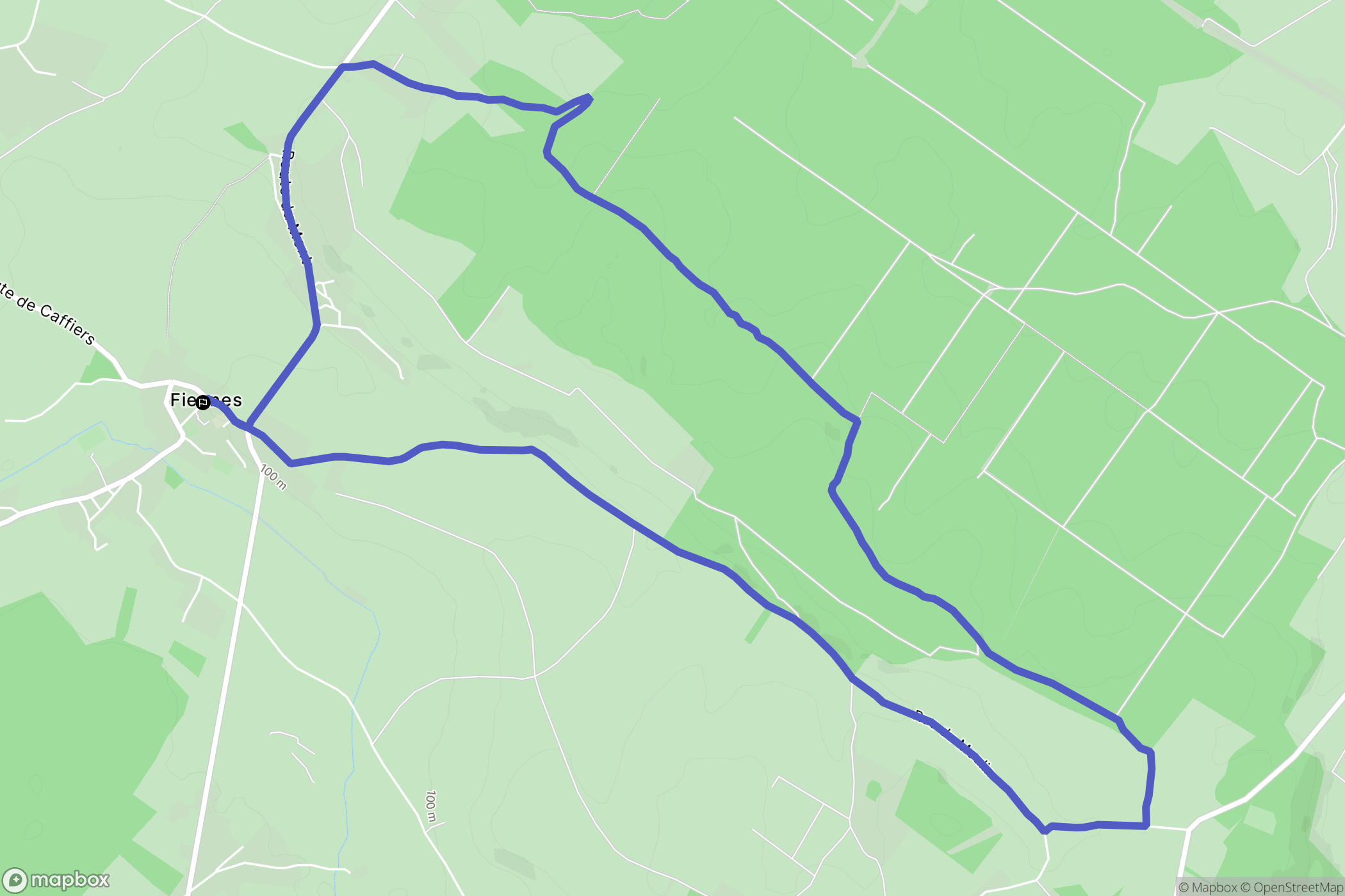 Fiennes : carte du parcours de randonnée - France