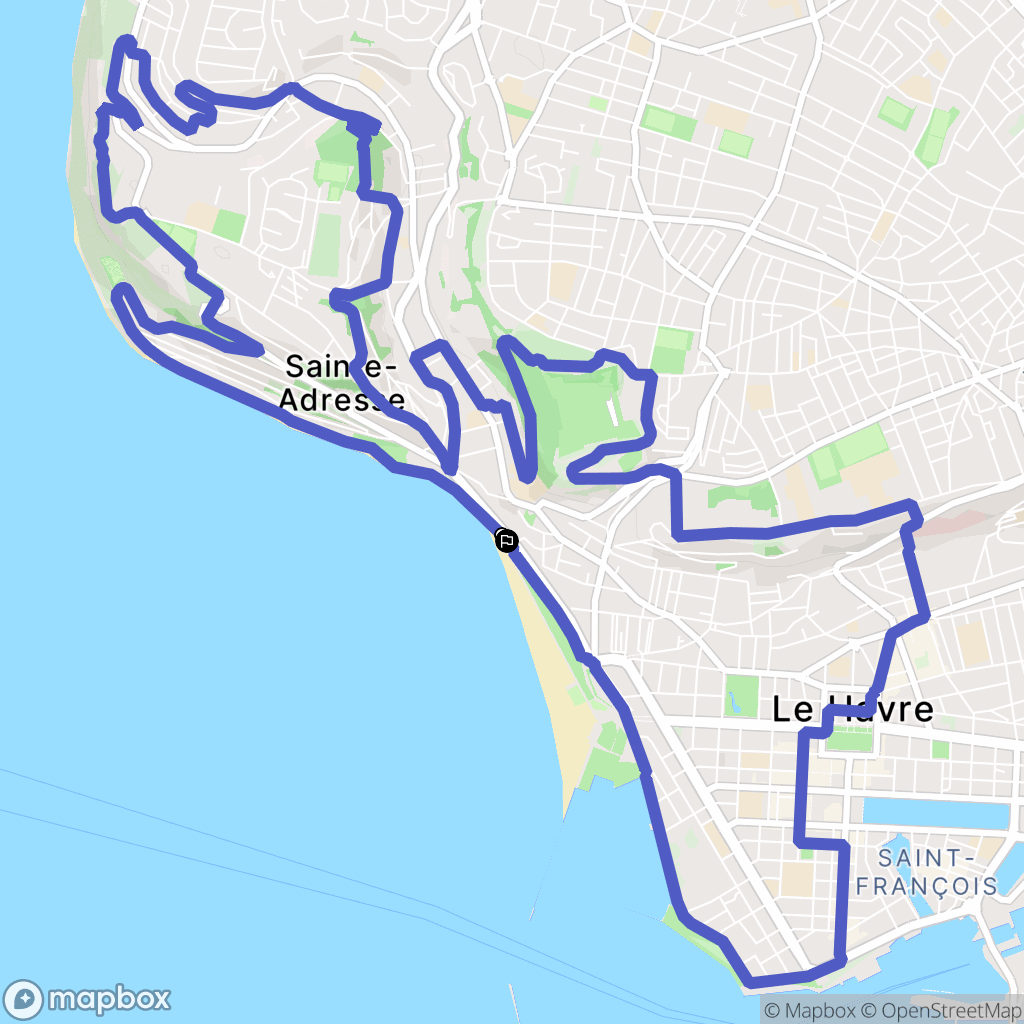 Le Havre : carte du parcours de randonnée - France