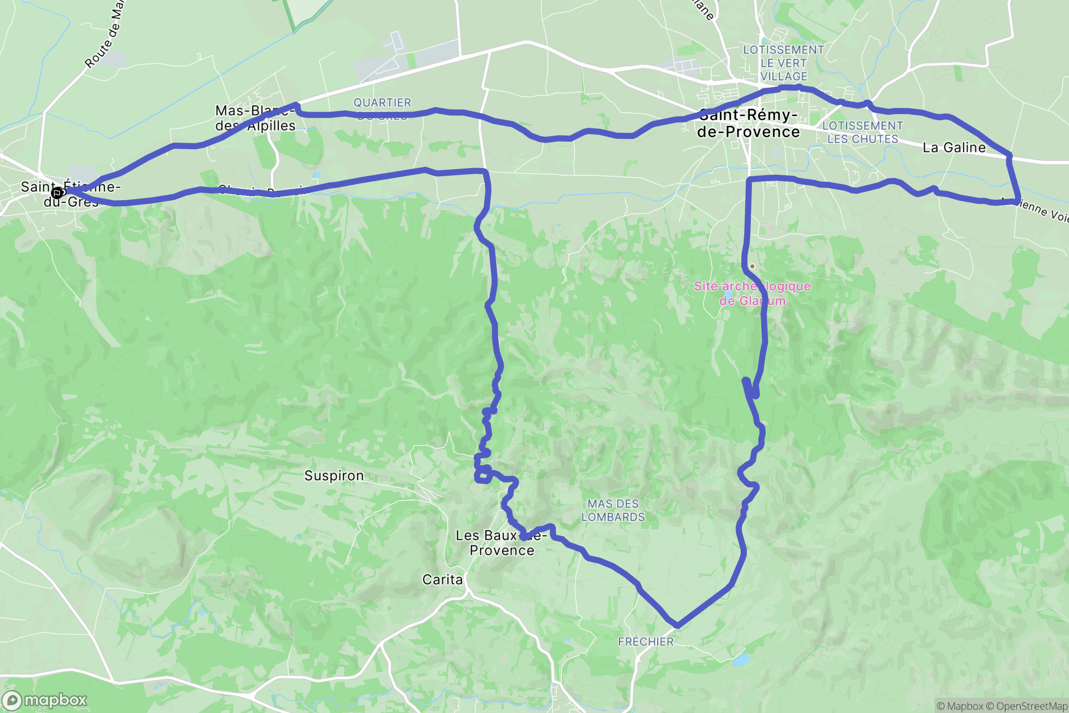 Saint-Étienne-du-Grès : carte du parcours de randonnée - France