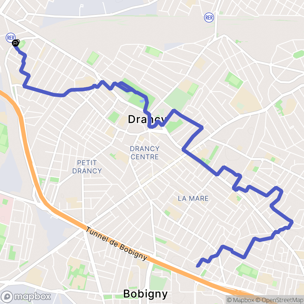 Drancy : carte du parcours de randonnée - France