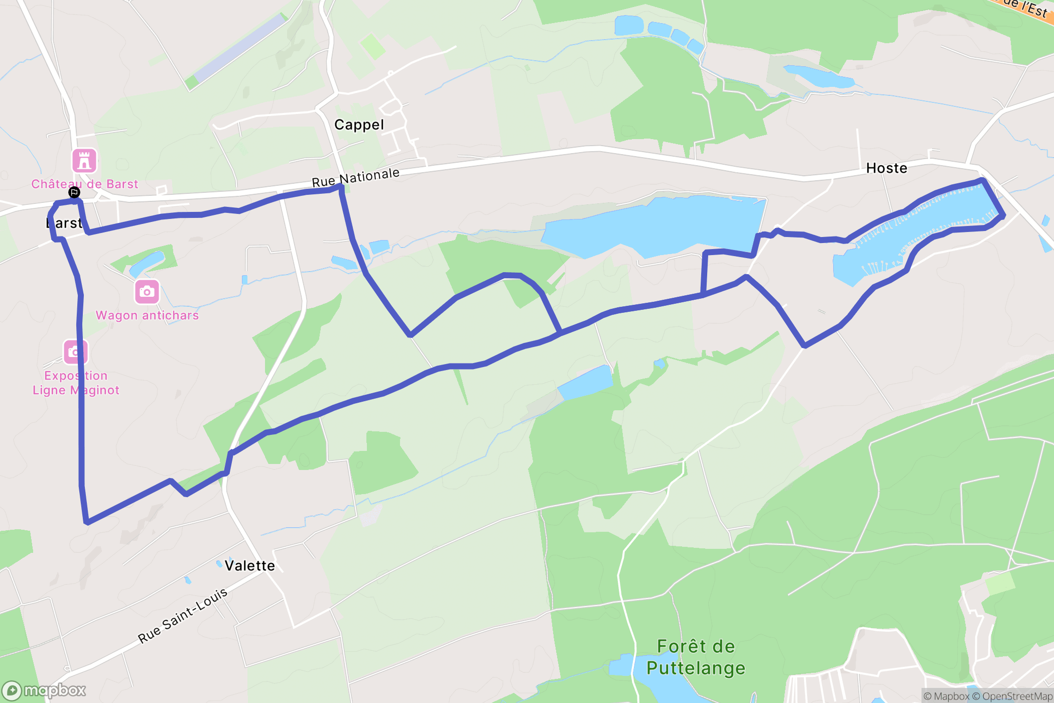 Barst : carte du parcours de randonnée - France