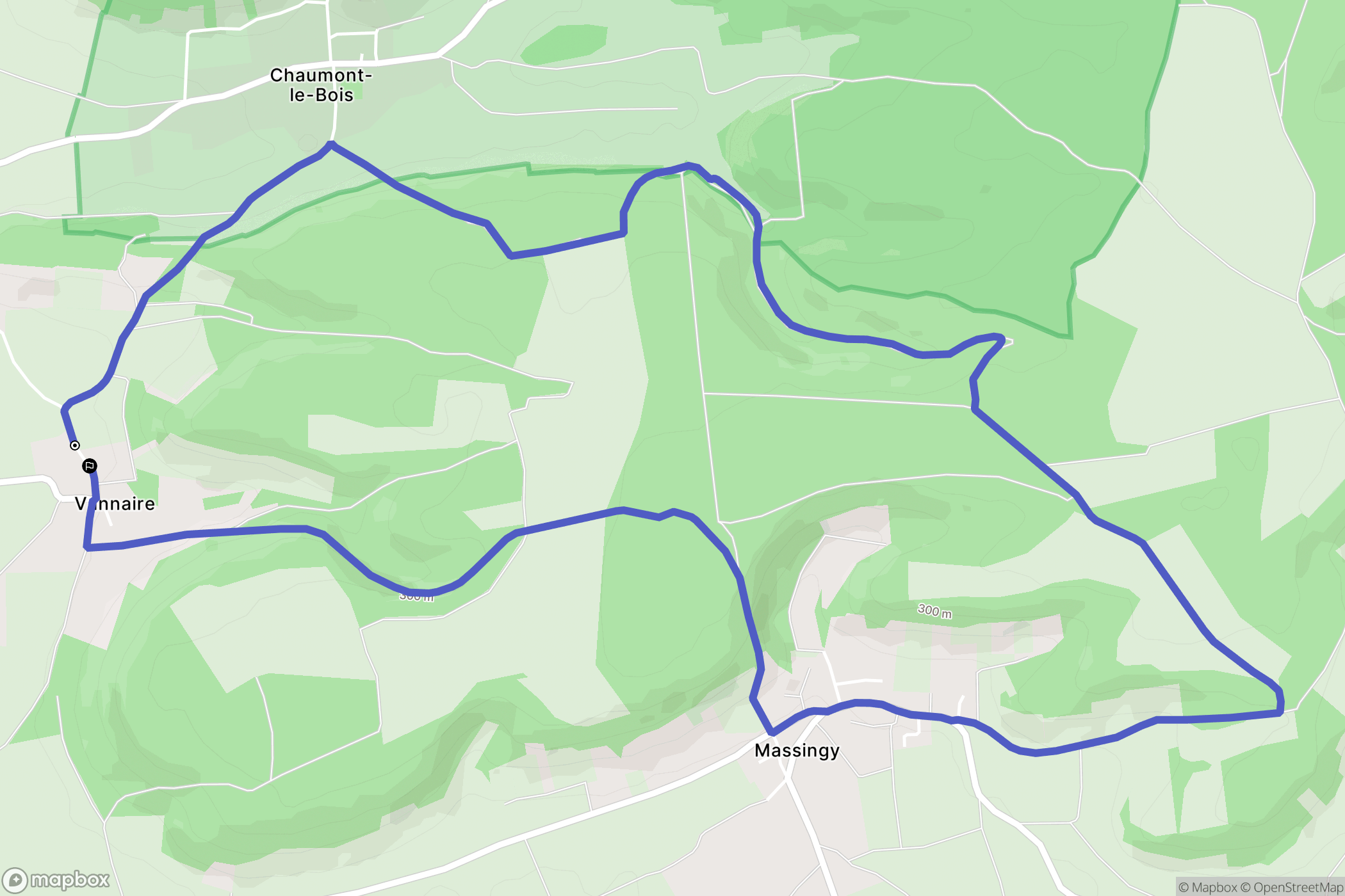 Vannaire : carte du parcours de randonnée - France