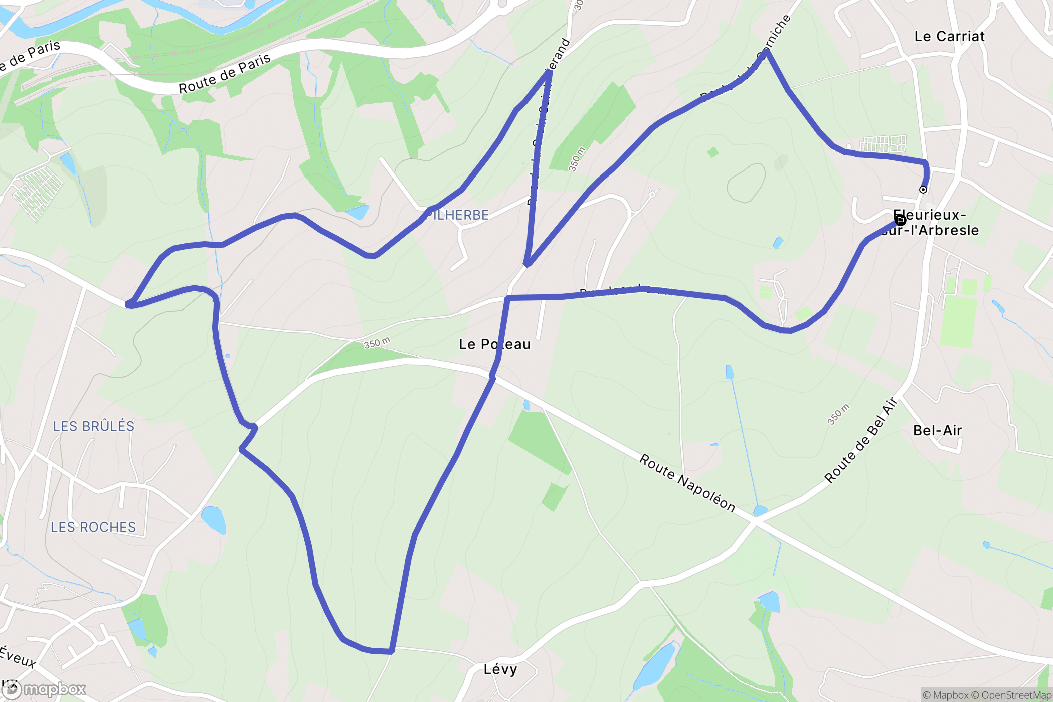 Fleurieux-sur-l'Arbresle : carte du parcours de randonnée - France