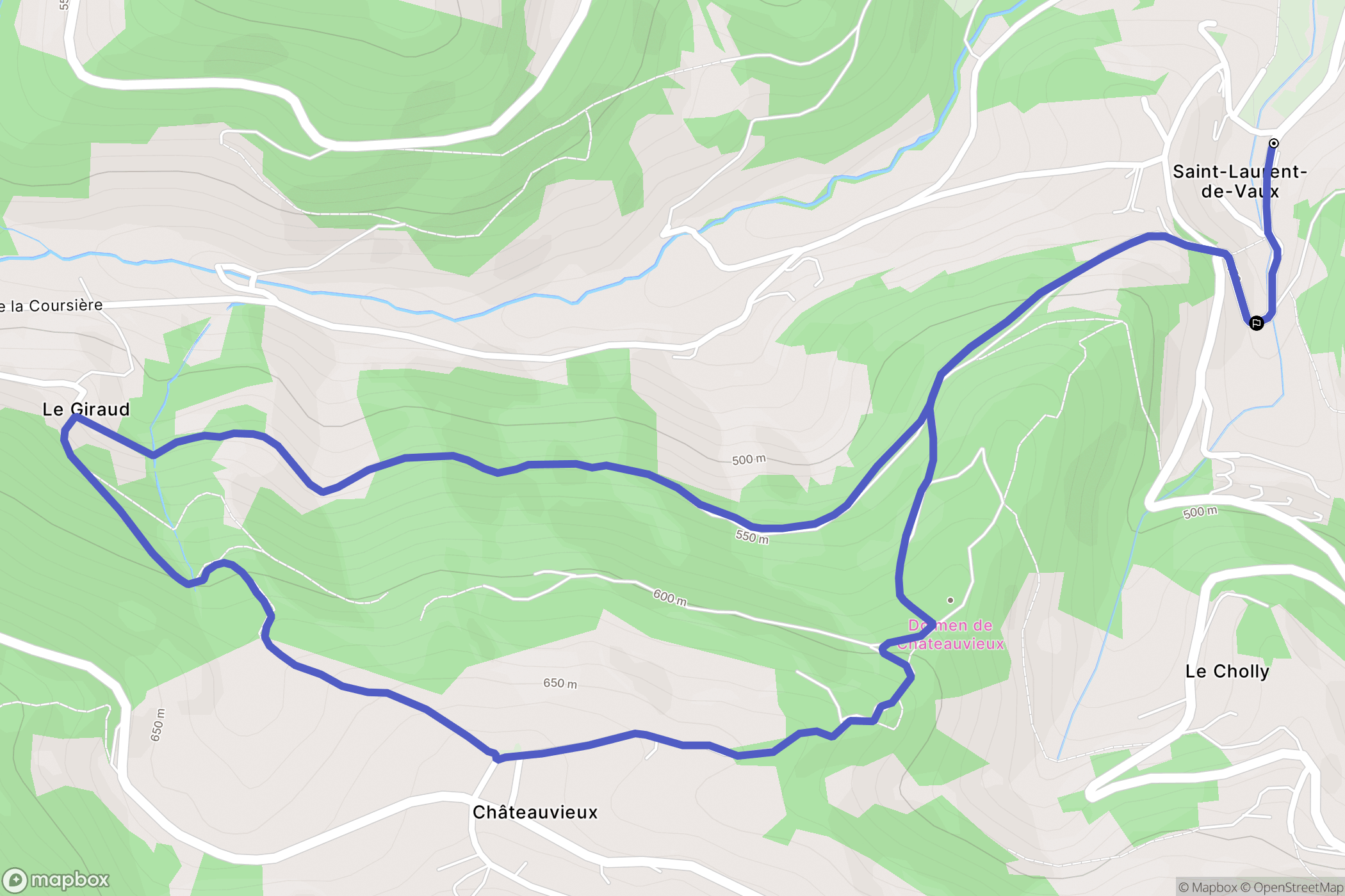 Saint-Laurent-de-Vaux : carte du parcours de randonnée - France