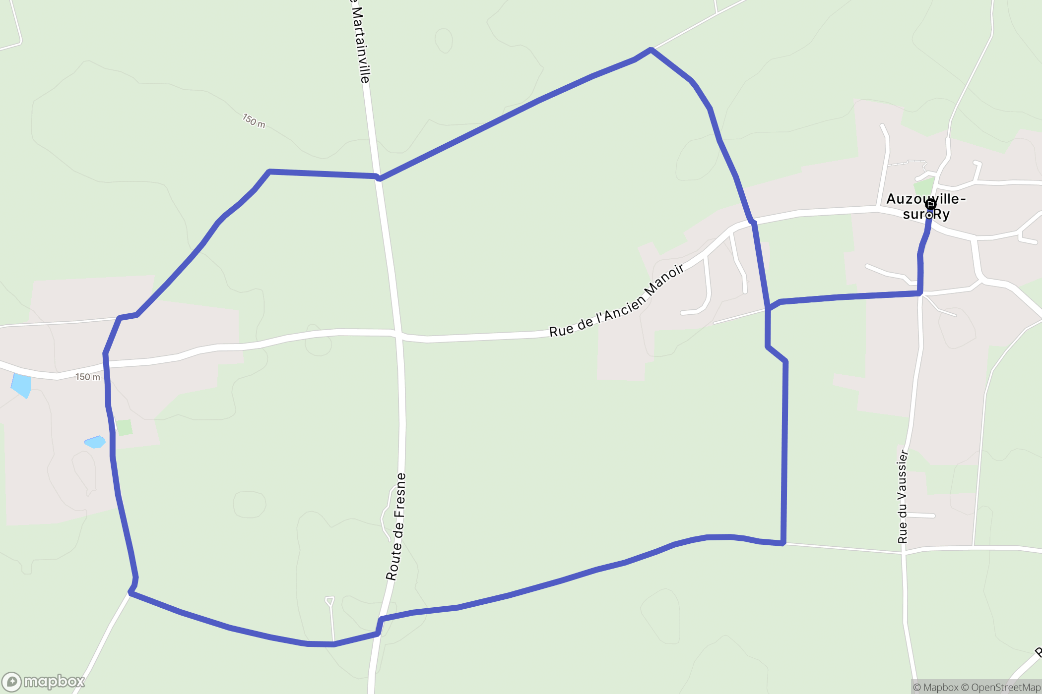 Auzouville-sur-Ry : carte du parcours de randonnée - France
