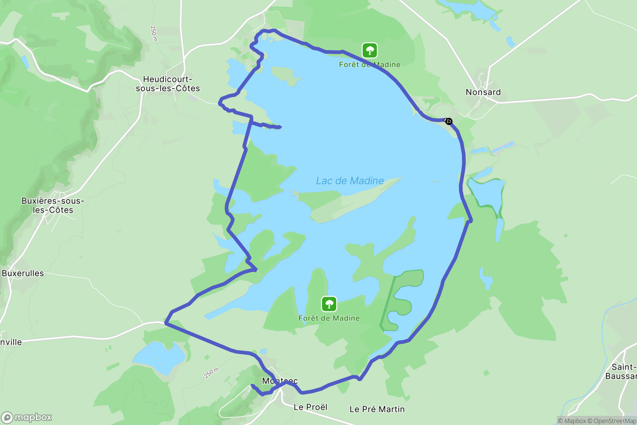 Nonsard-Lamarche : carte du parcours de randonnée - France