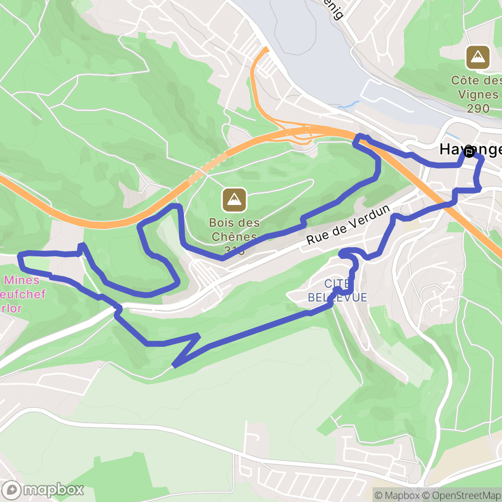 Hayange : carte du parcours de randonnée - France