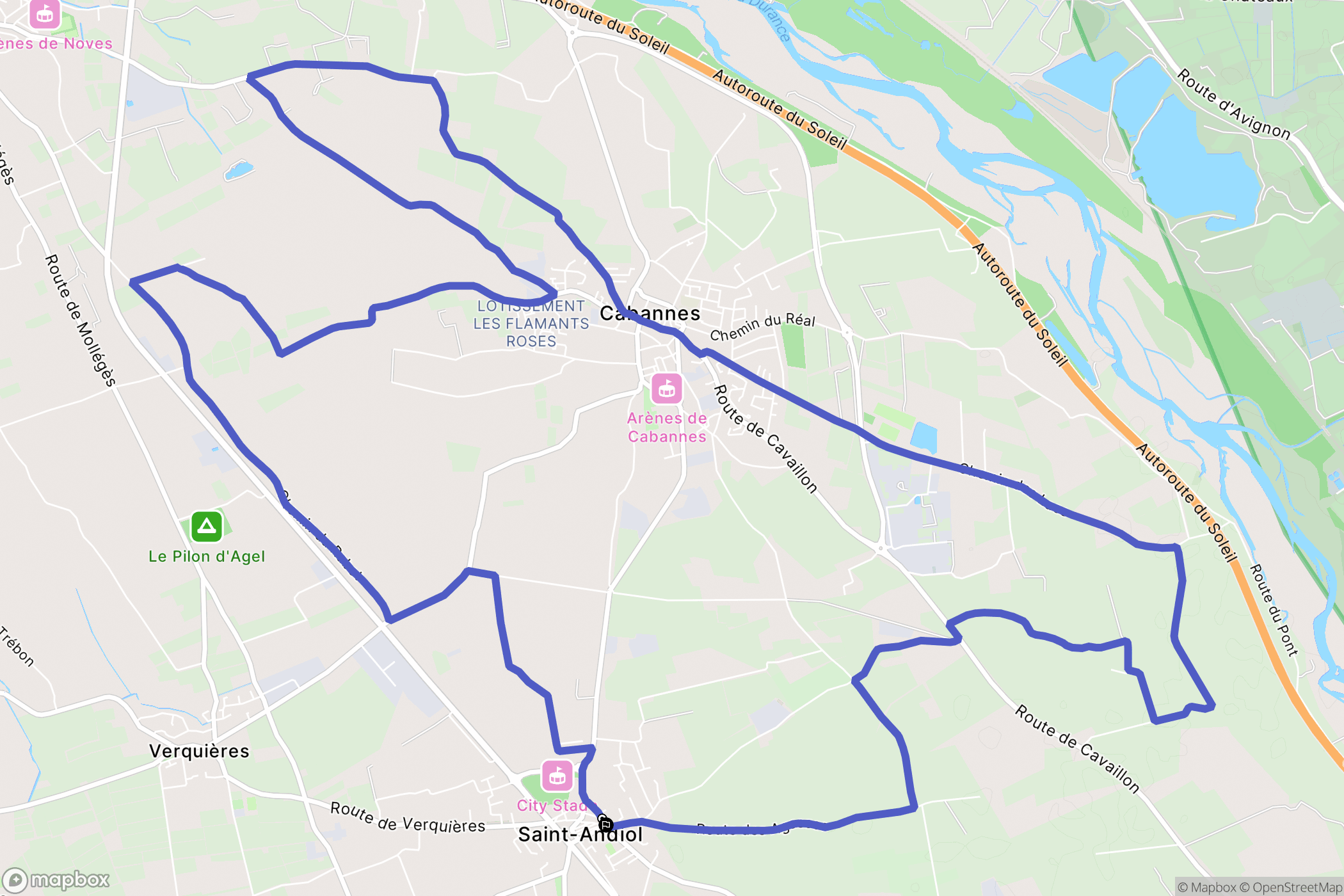 Saint-Andiol : carte du parcours de randonnée - France