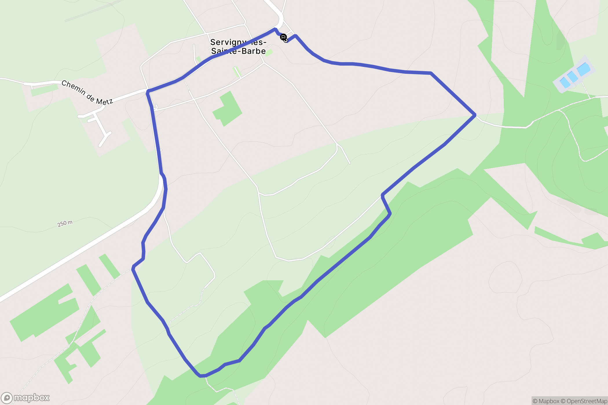 Servigny-lès-Sainte-Barbe : carte du parcours de randonnée - France