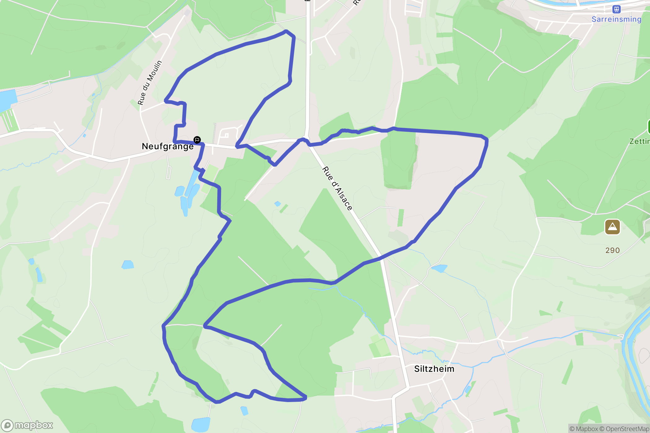 Neufgrange : carte du parcours de randonnée - France