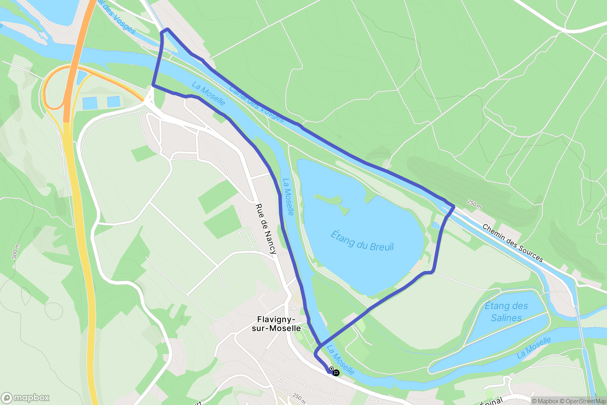 Flavigny-sur-Moselle : carte du parcours de randonnée - France