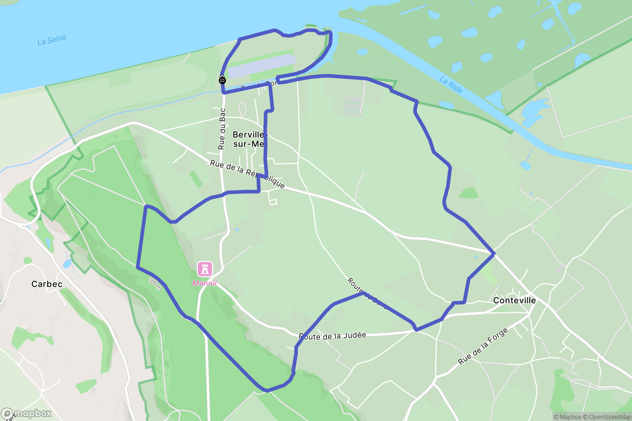 Berville-sur-Mer : carte du parcours de randonnée - France