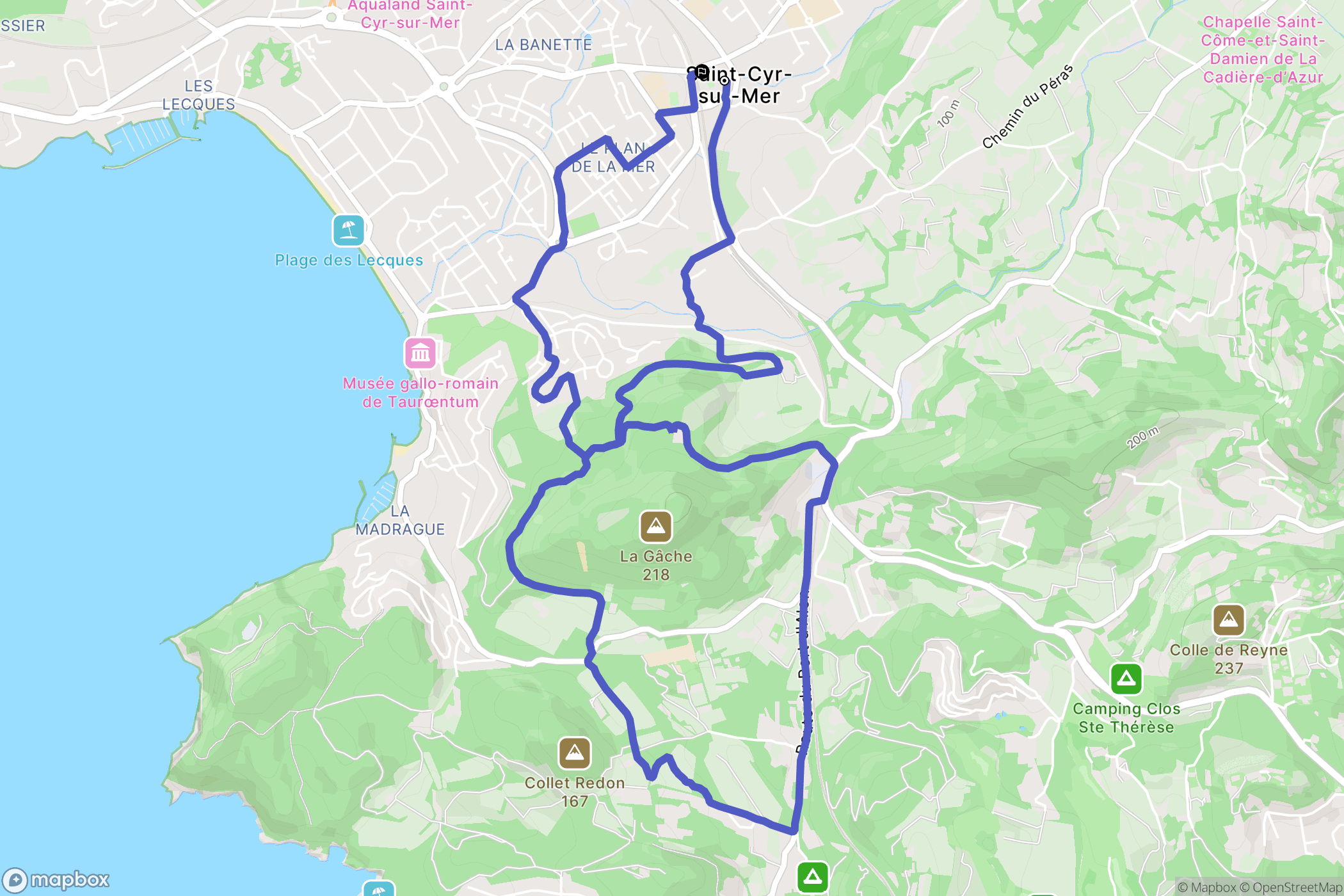 Saint-Cyr-sur-Mer : carte du parcours de randonnée - France