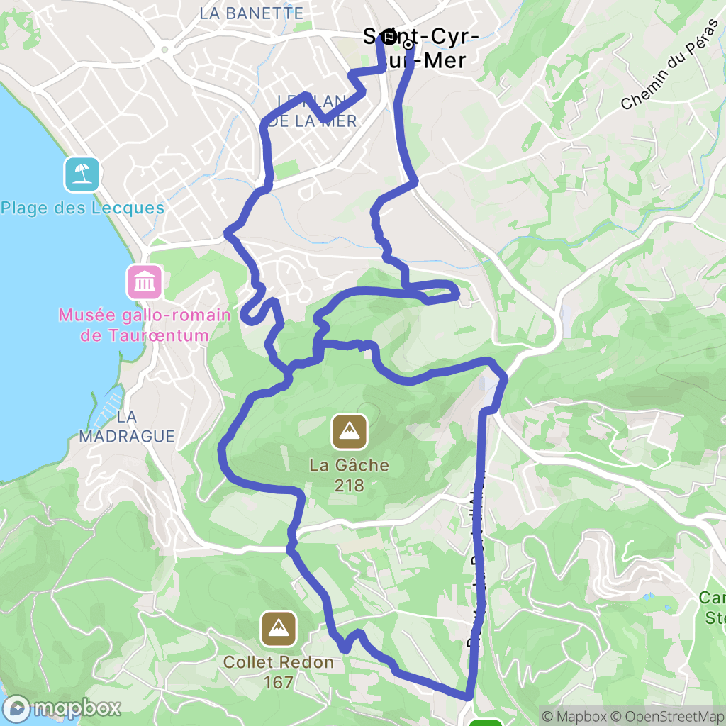 Saint-Cyr-sur-Mer : carte du parcours de randonnée - France