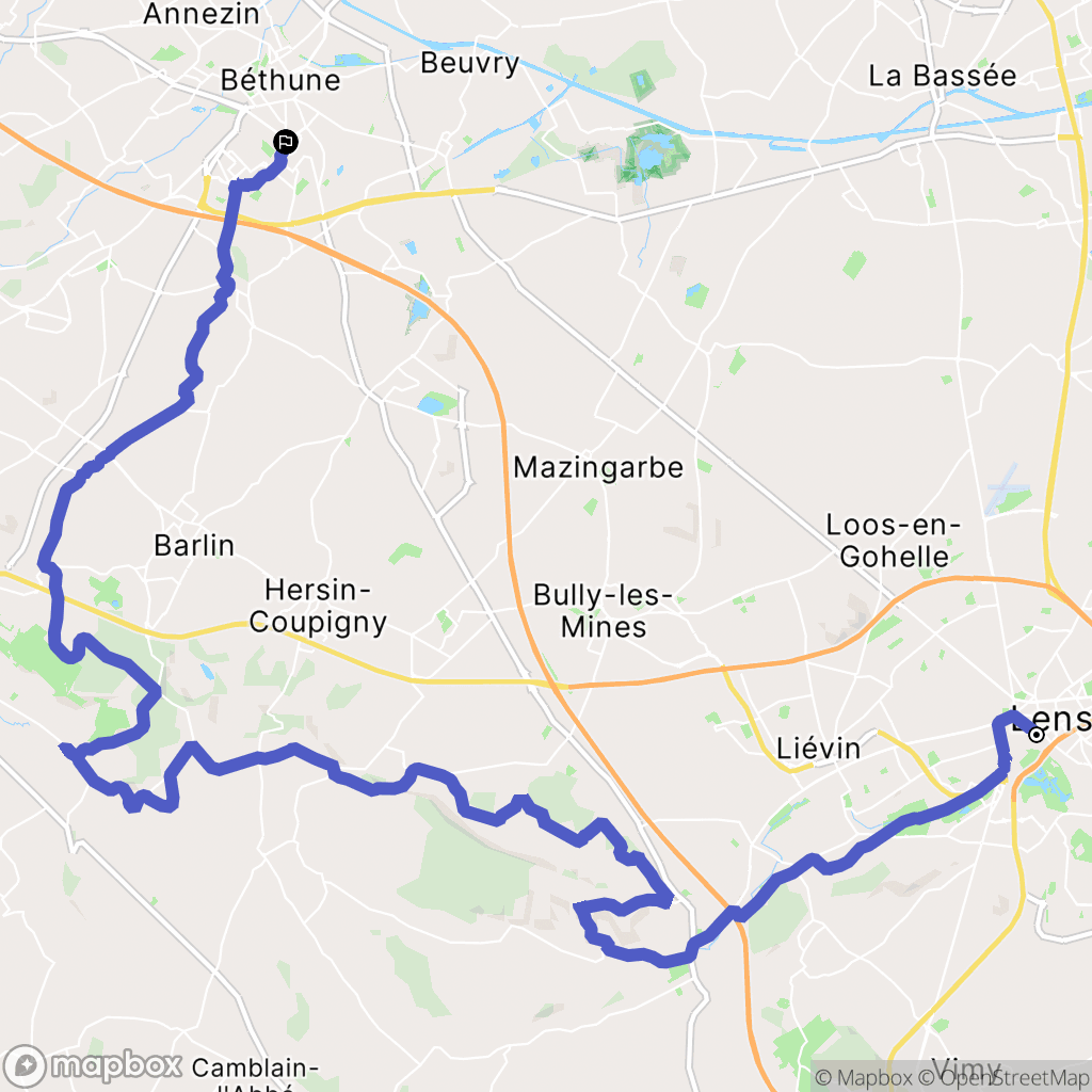 Lens : carte du parcours de randonnée - France