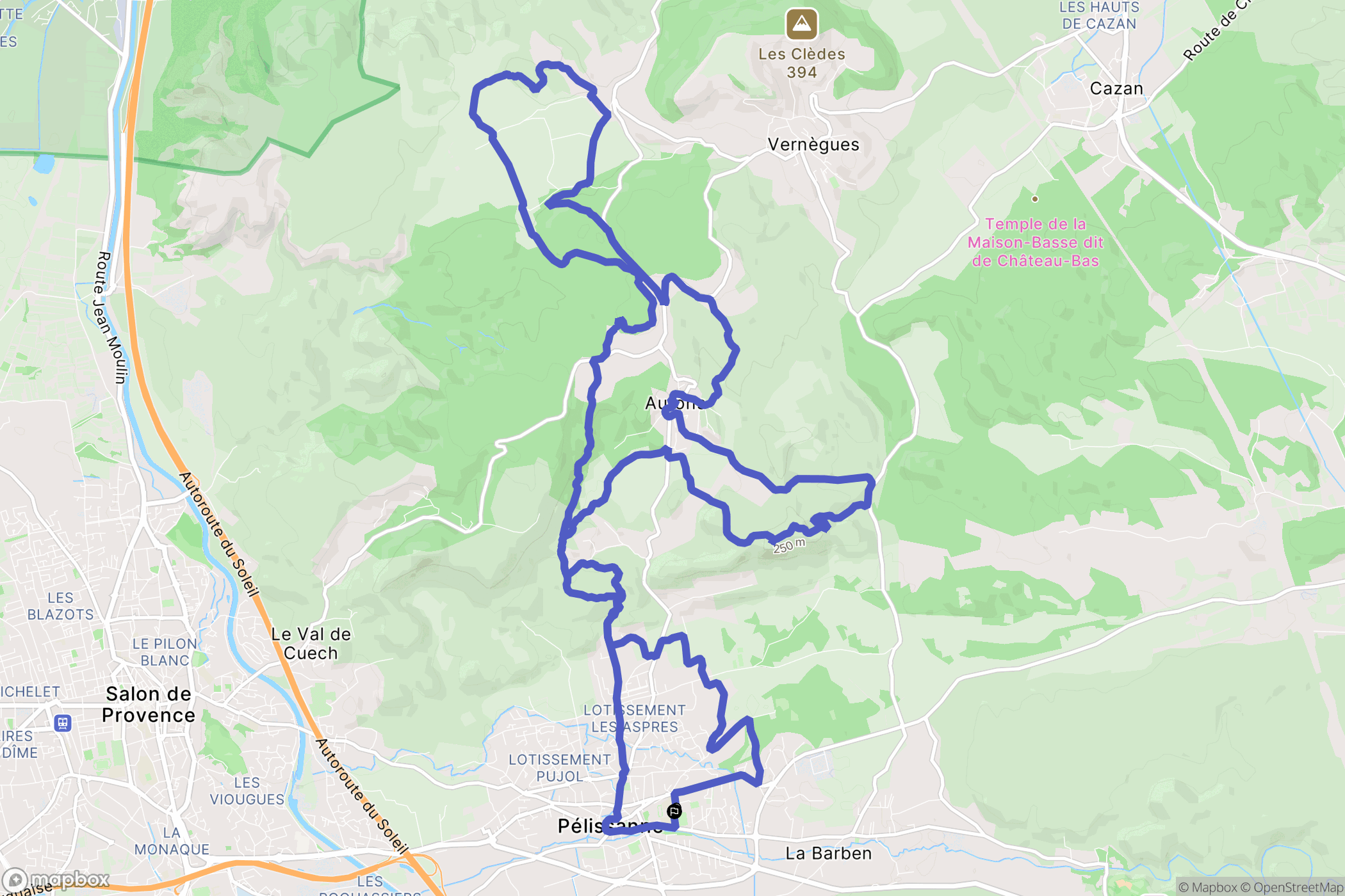 Pélissanne : carte du parcours de randonnée - France