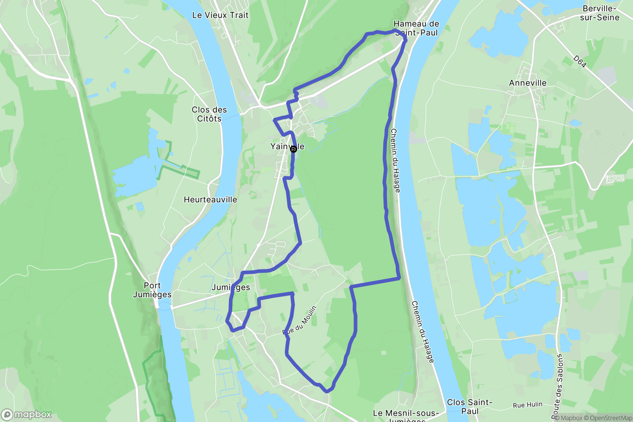 Yainville : carte du parcours de randonnée - France