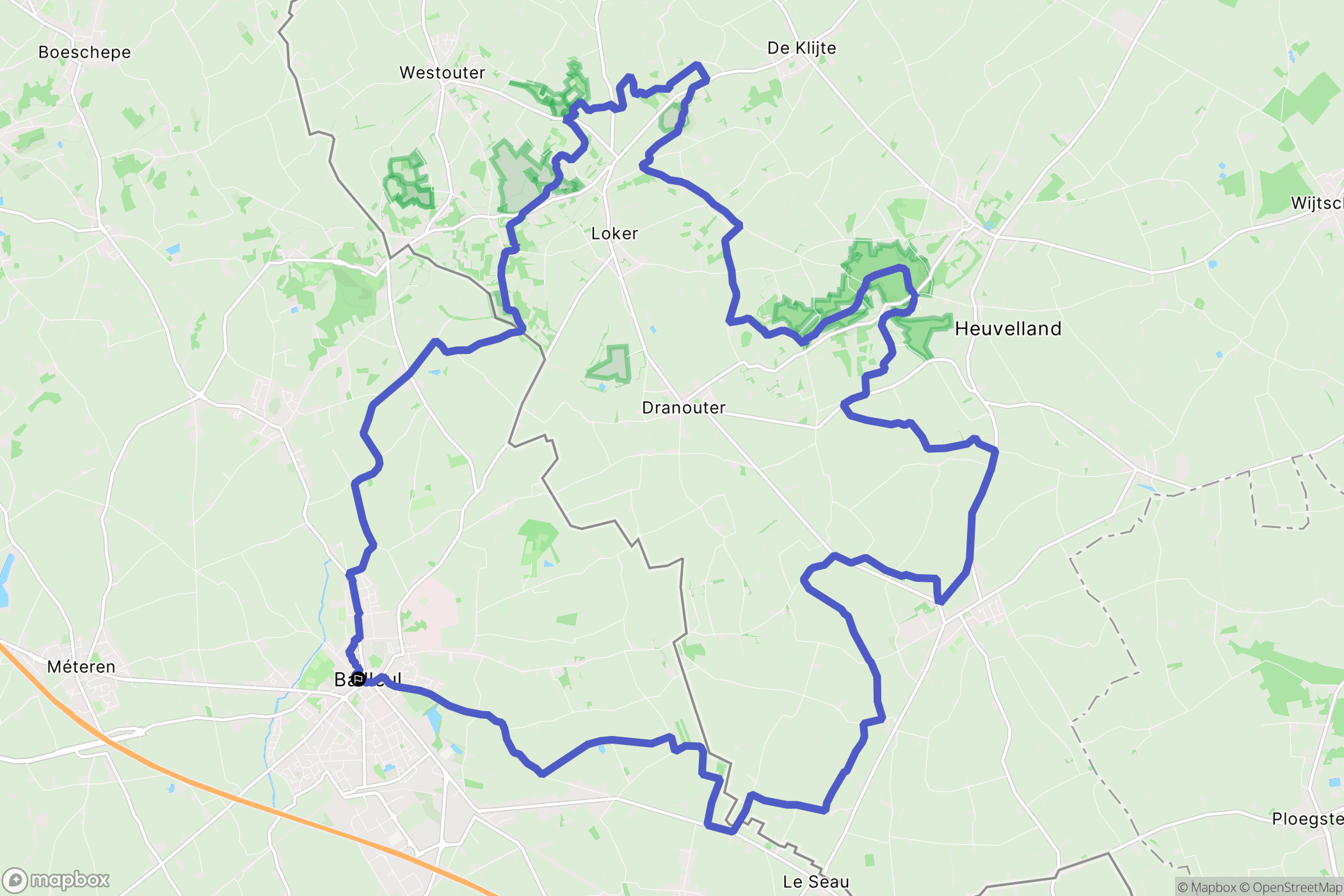 Bailleul : carte du parcours de randonnée - France