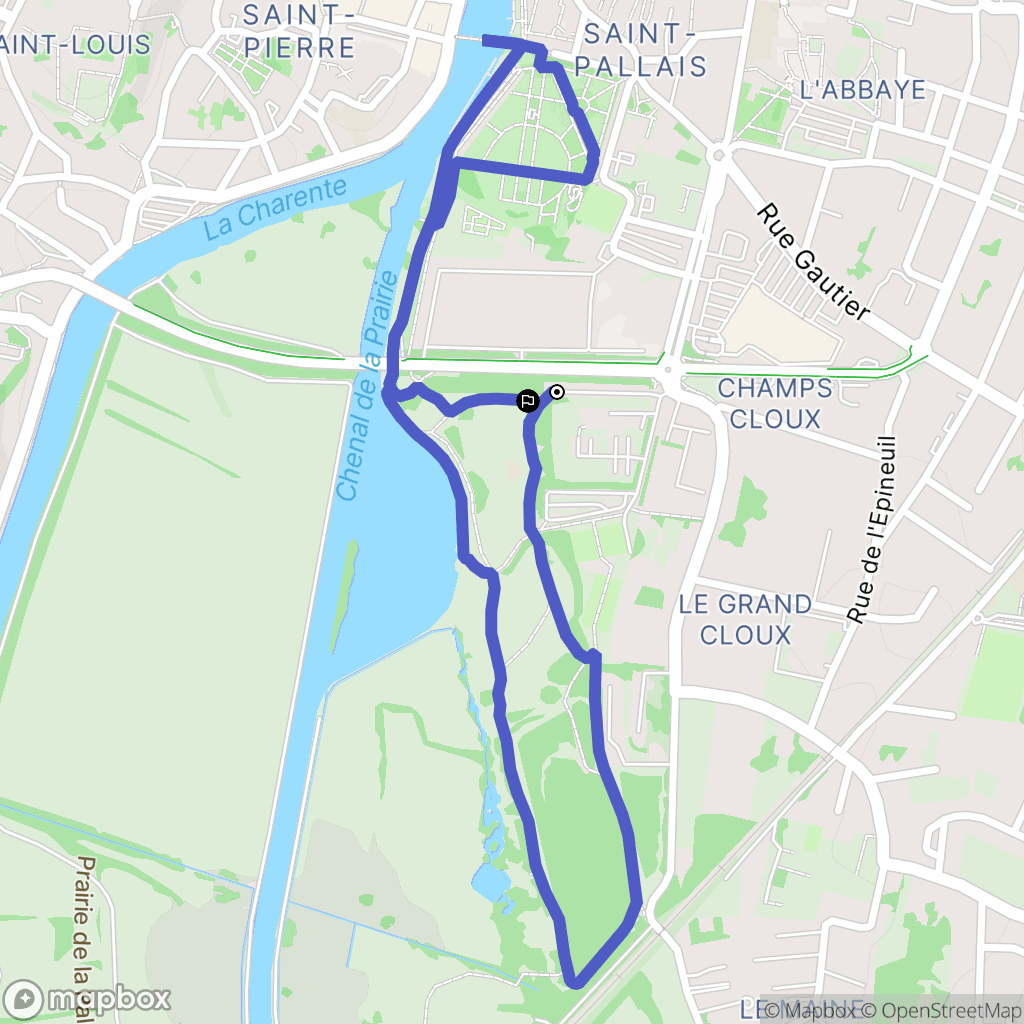 Saintes : carte du parcours de randonnée - France