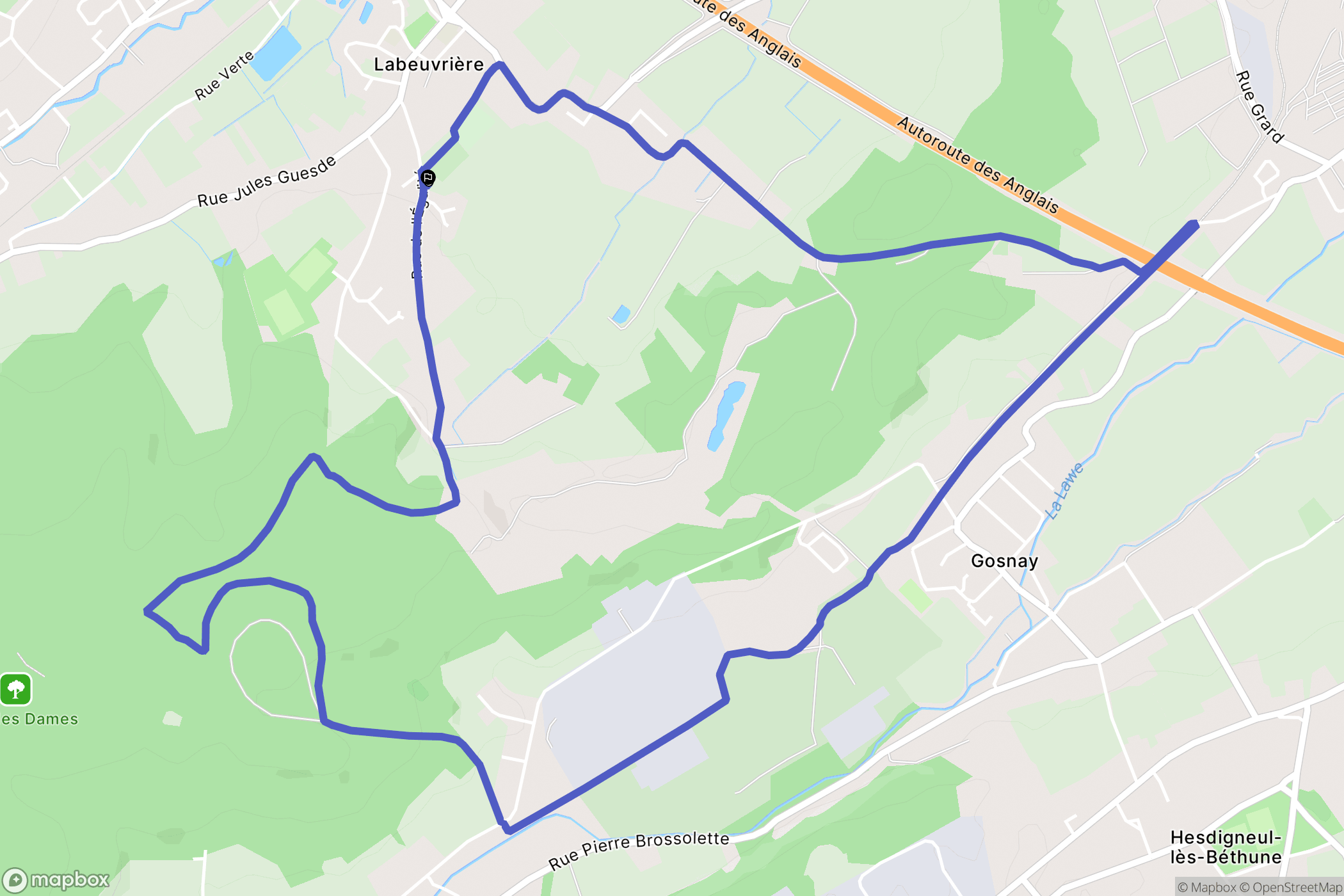 Labeuvrière : carte du parcours de randonnée - France