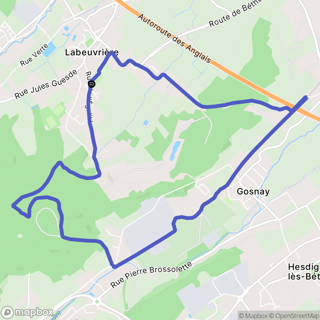 Labeuvrière : carte du parcours de randonnée - France