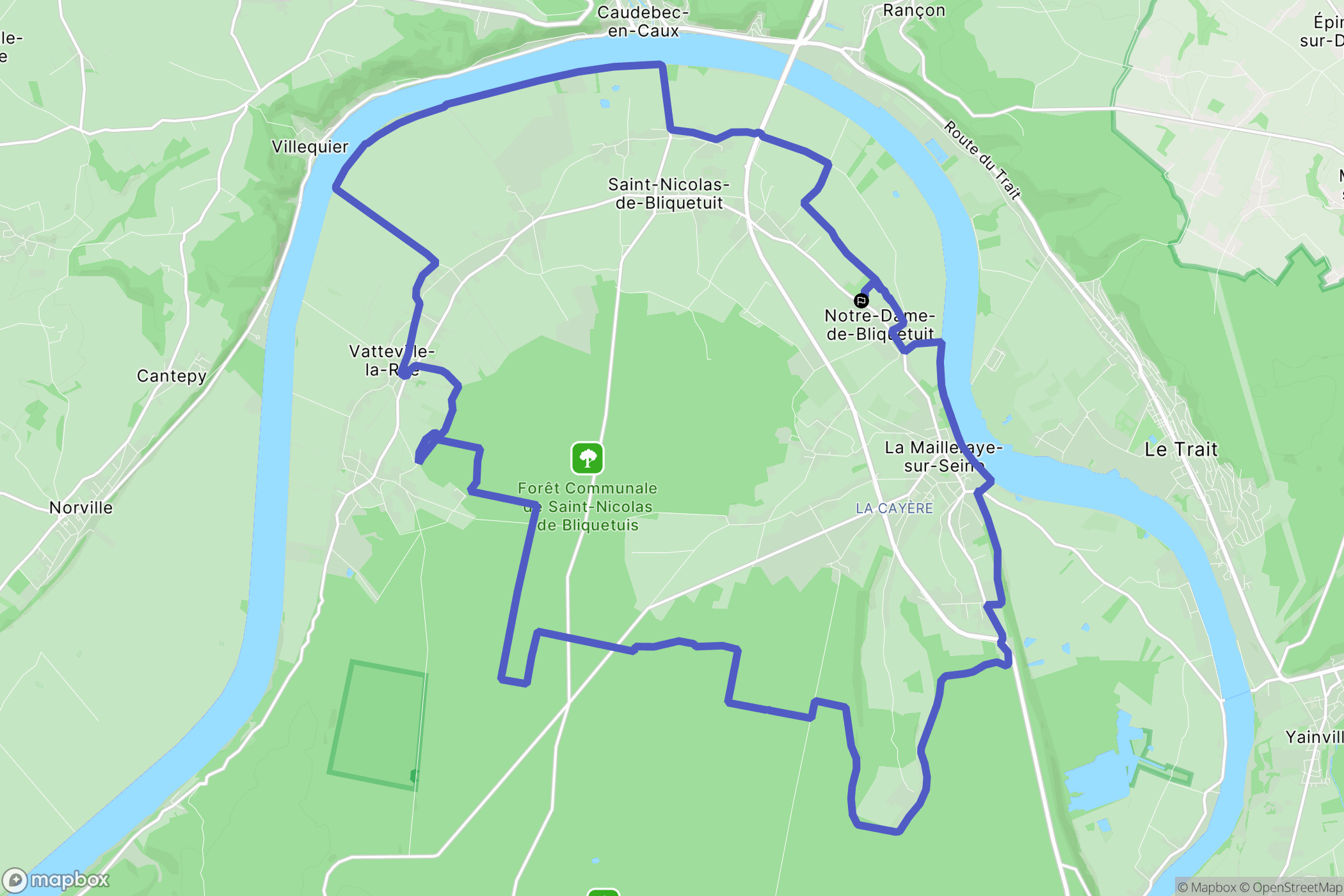 Notre-Dame-de-Bliquetuit : carte du parcours de randonnée - France