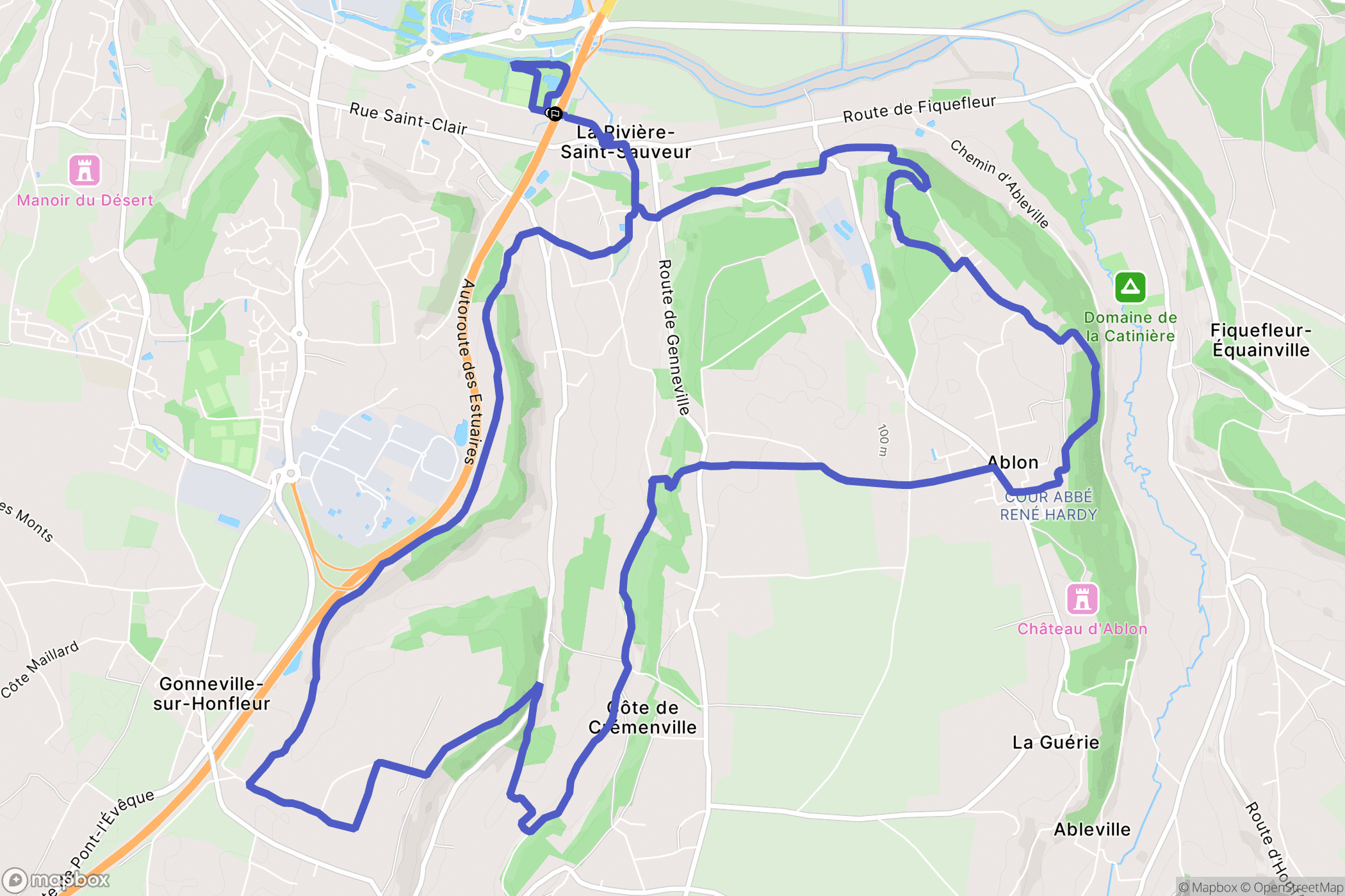 La Rivière-Saint-Sauveur : carte du parcours de randonnée - France